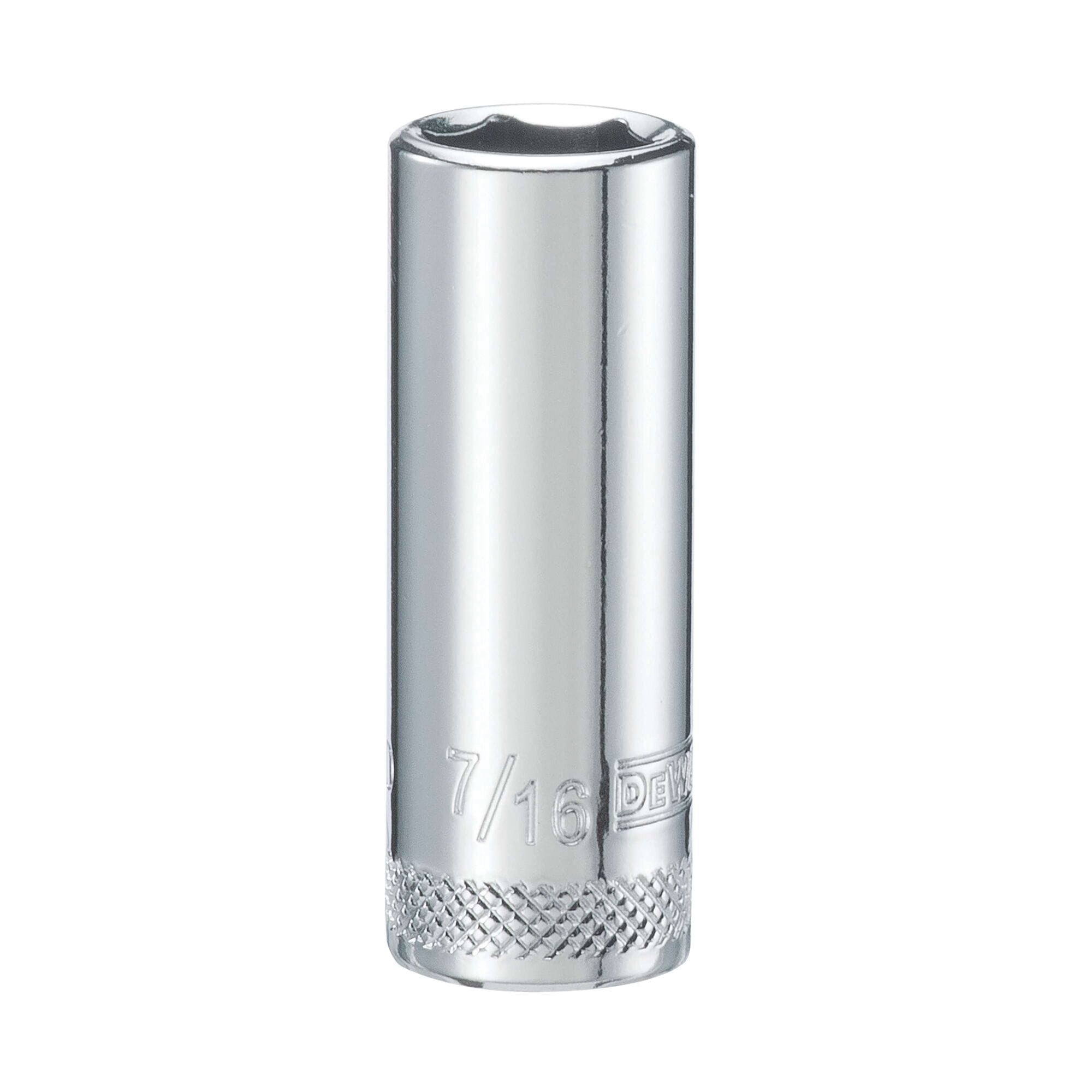 DWMT88986OSP Drive Hand Socket, 7/16 in Socket, 3/8 in Drive, 6-Point, Steel, Polished Chrome Vanadium