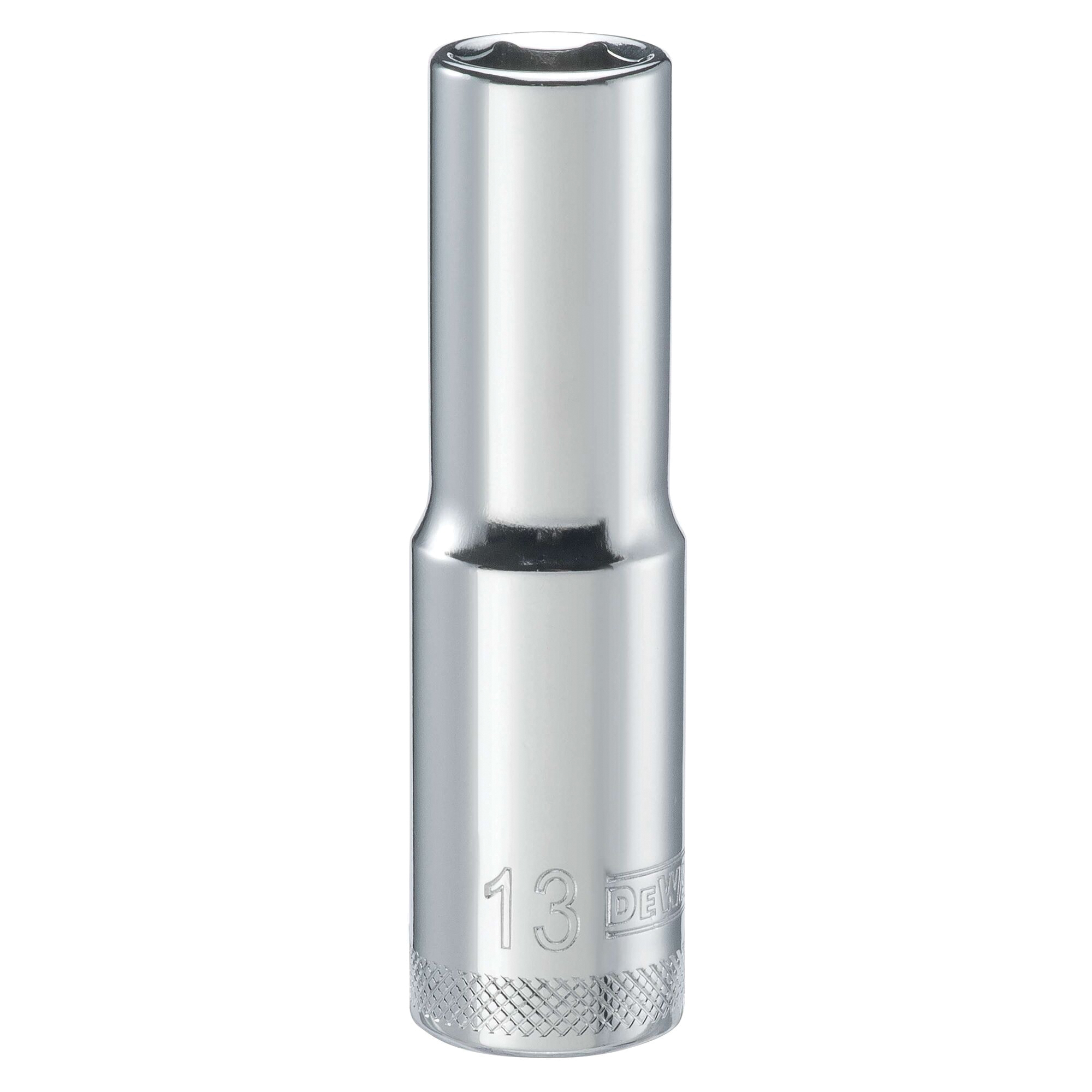 DWMT93528OSP Drive Hand Socket, 13 mm Socket, 1/2 in Drive, 6-Point, Steel, Polished Chrome Vanadium