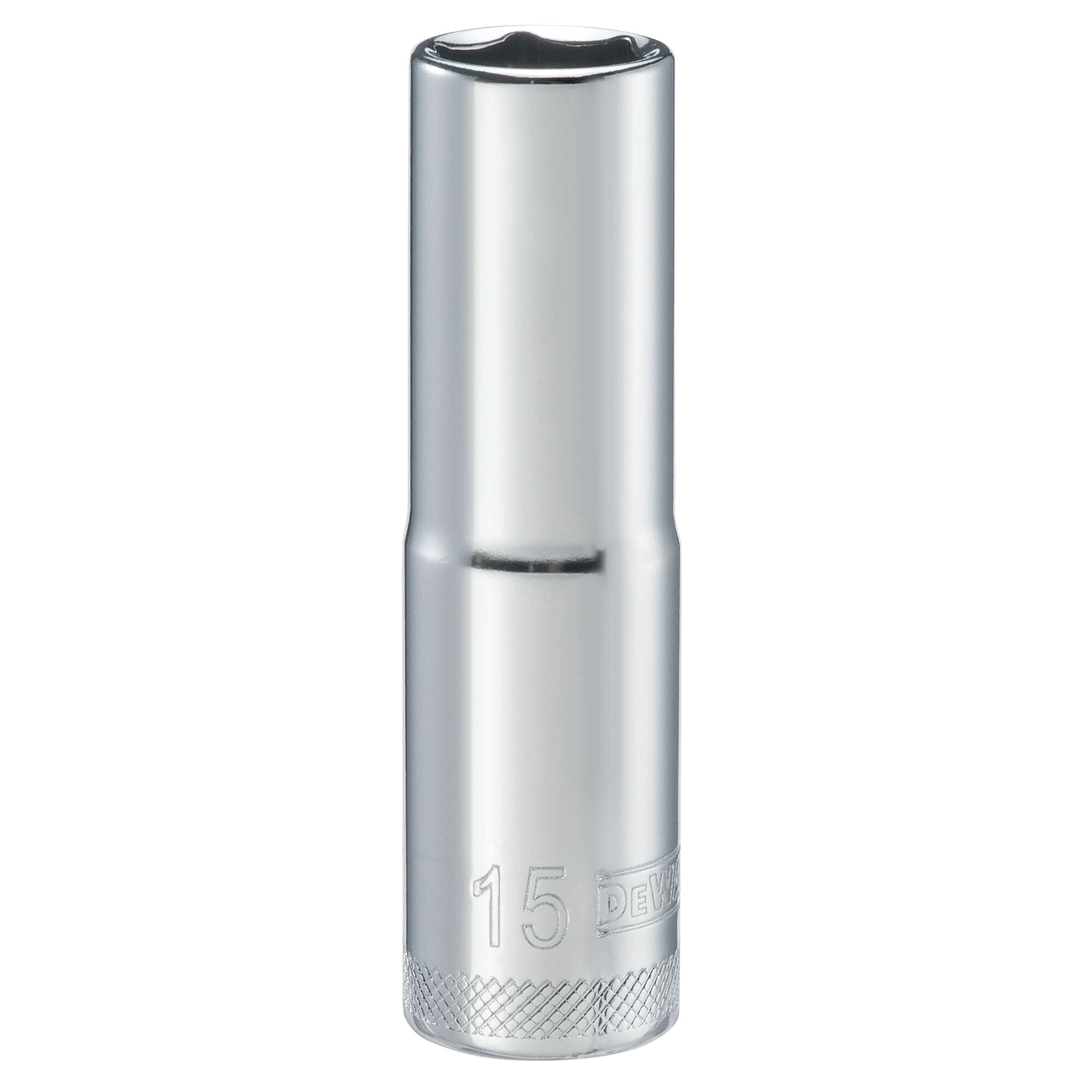 DWMT93530OSP Drive Hand Socket, 15 mm Socket, 1/2 in Drive, 6-Point, Steel, Polished Chrome Vanadium