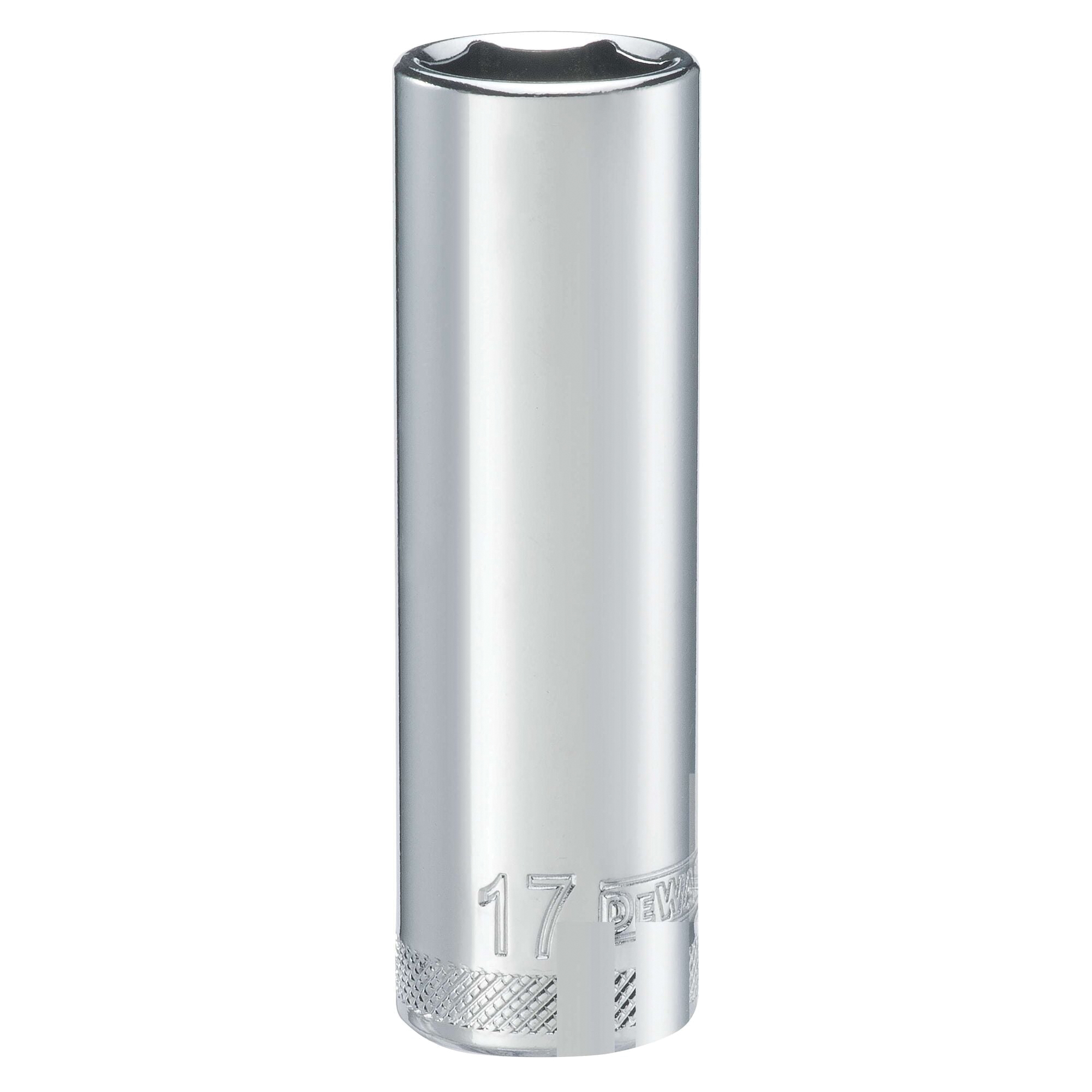 DWMT93532OSP Drive Hand Socket, 17 mm Socket, 1/2 in Drive, 6-Point, Steel, Polished Chrome Vanadium