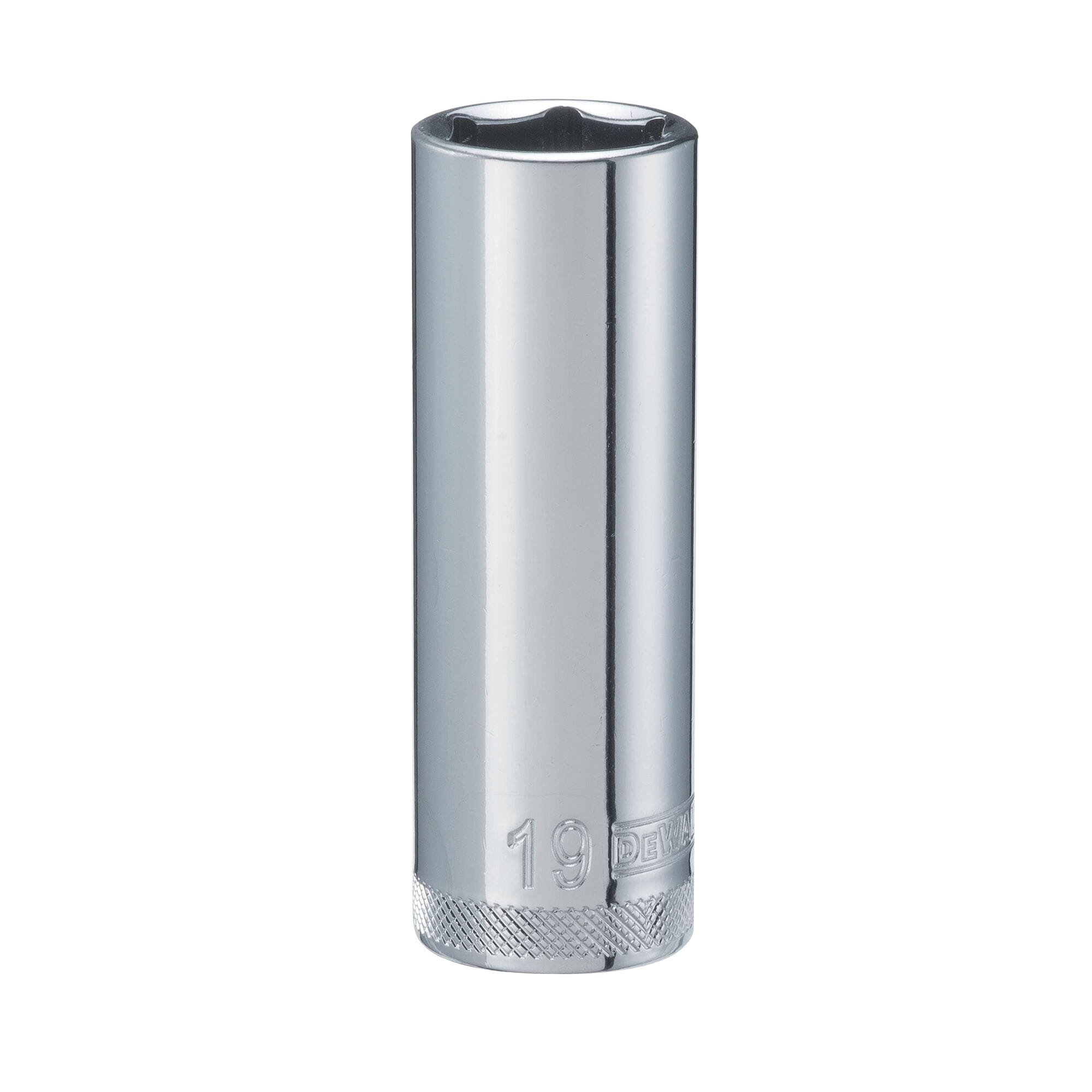 DWMT93534OSP Drive Hand Socket, 19 mm Socket, 1/2 in Drive, 6-Point, Steel, Polished Chrome Vanadium