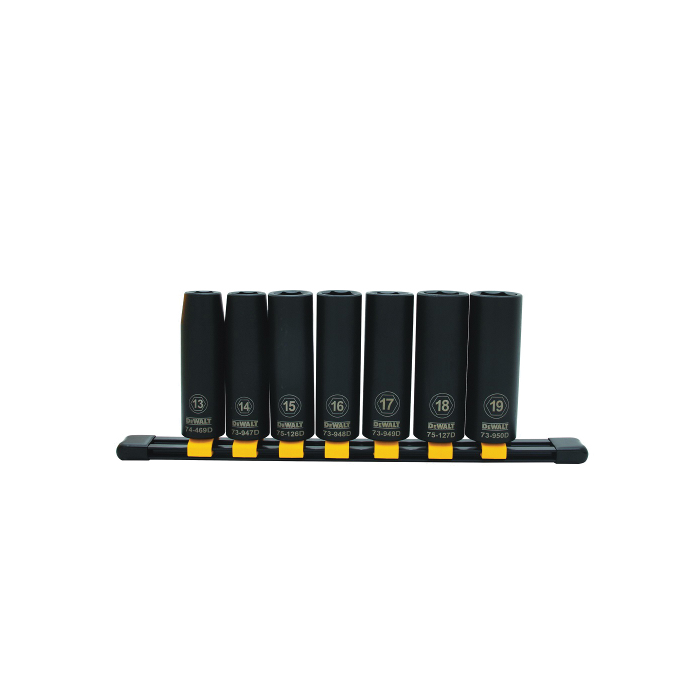DWMT74449OSP Socket Set, CR-440 Steel, Black Oxide, Black, Specifications: 1/2 in Drive Size