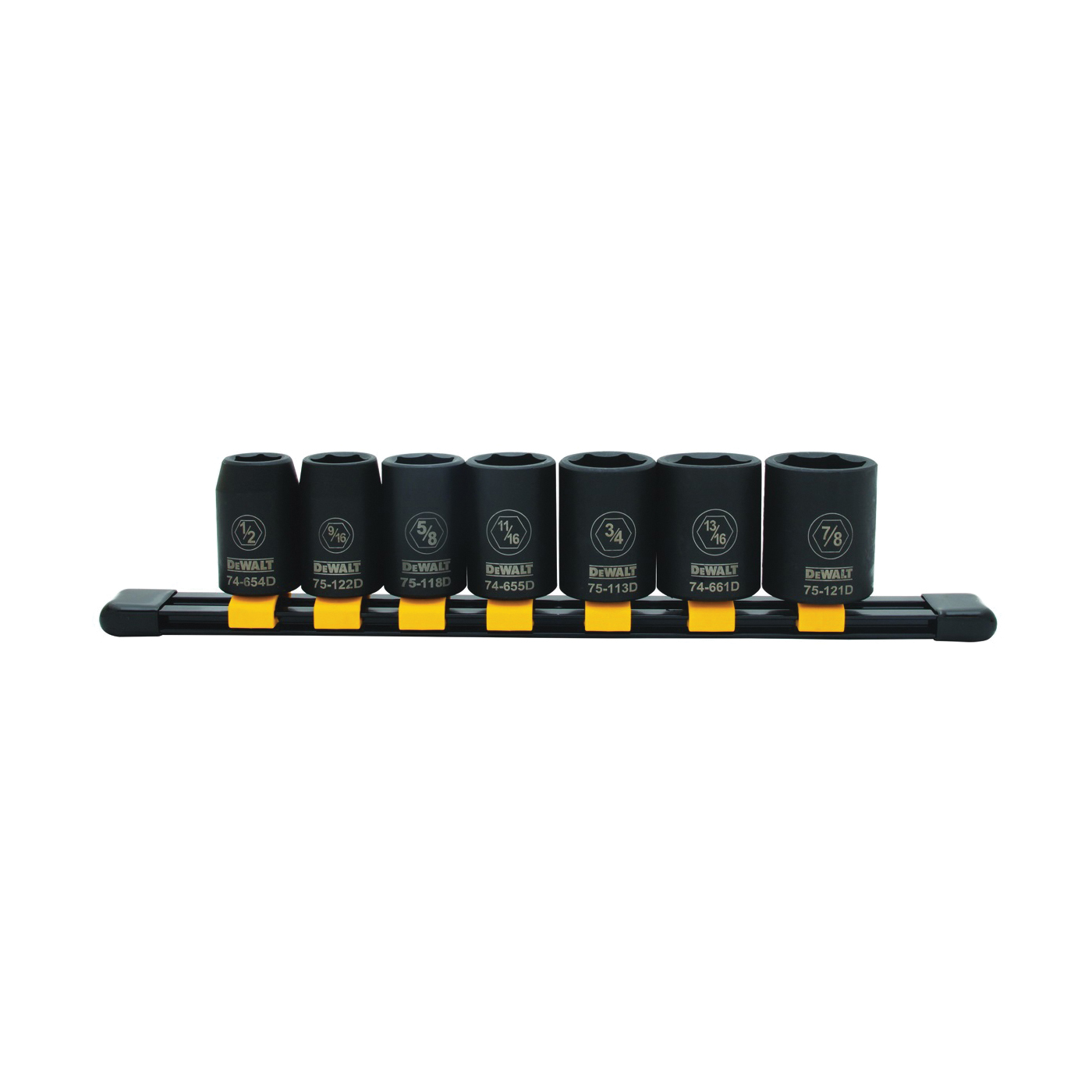 DWMT74452OSP Socket Set, CR-440 Steel, Black Oxide, Black, Specifications: 1/2 in Drive Size, SAE Measurement