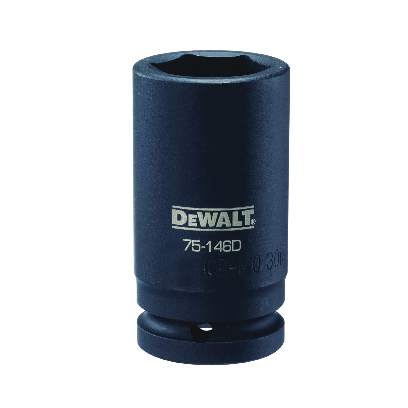 DWMT75146OSP Impact Socket, 30 mm Socket, 3/4 in Drive, 6-Point, CR-440 Steel, Black Oxide
