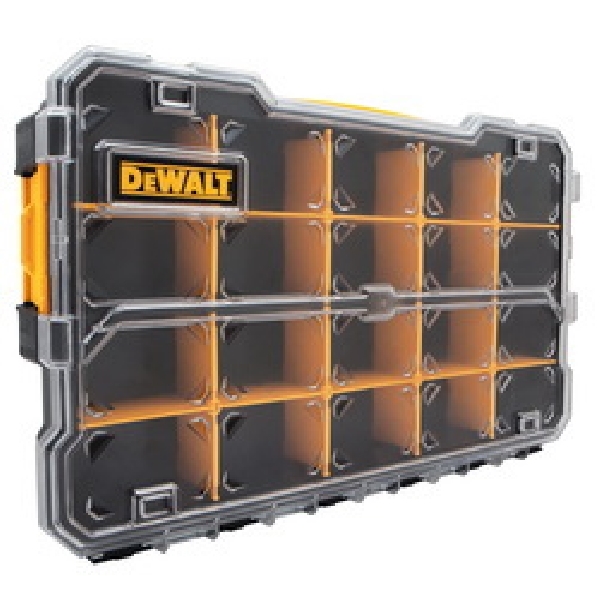 DeWALT DWST14835 Pro Organizer, 17-5/8 in L, 6-5/8 in W, 2-7/8 in H, 10-Compartment, Polycarbonate, Black - 2
