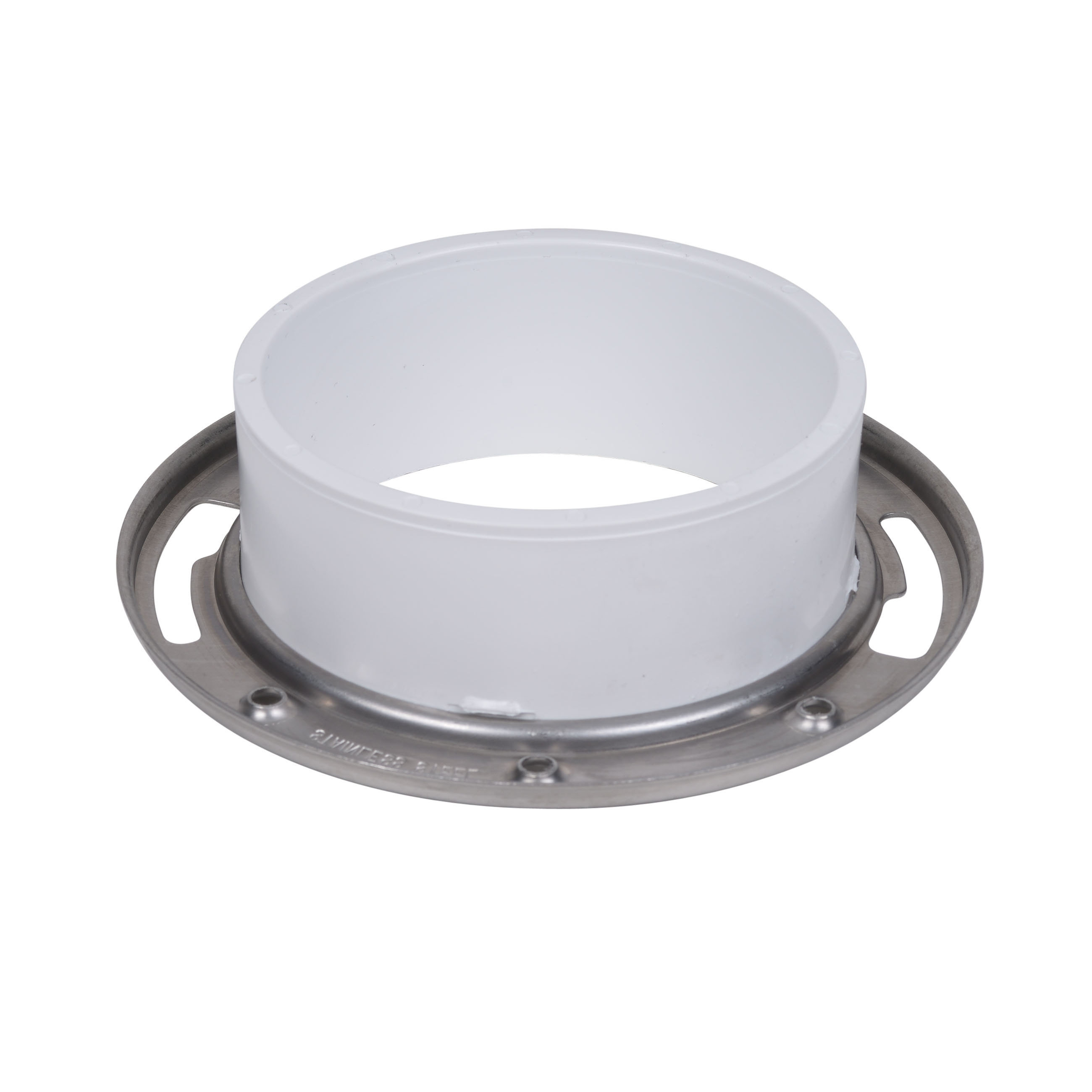 Level Fit 43499 Closet Flange with Stainless Steel Ring, 4 in Connection, Male, PVC, White, For: 4 in Pipes