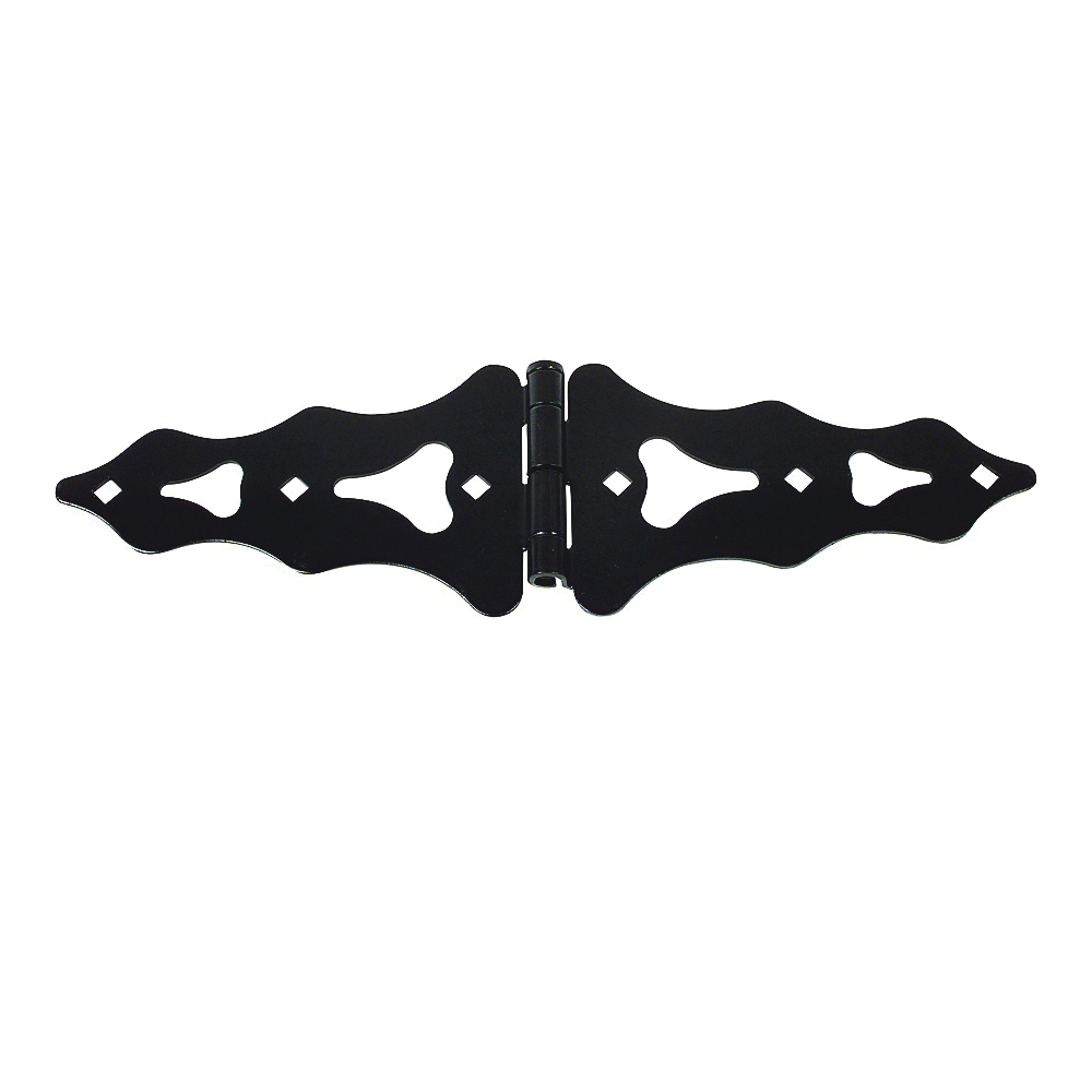 N179-192 Ornamental Strap Hinge, 5-1/2 in W Frame Leaf, 10 in H Frame Leaf, Steel, Reversible Pin