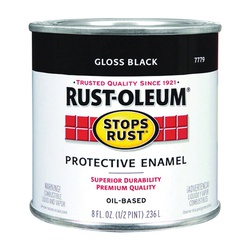 RUST-OLEUM Stops Rust 7779730 Enamel Paint, Oil Base, Gloss Sheen, Black, 0.5 pt, Can - 1