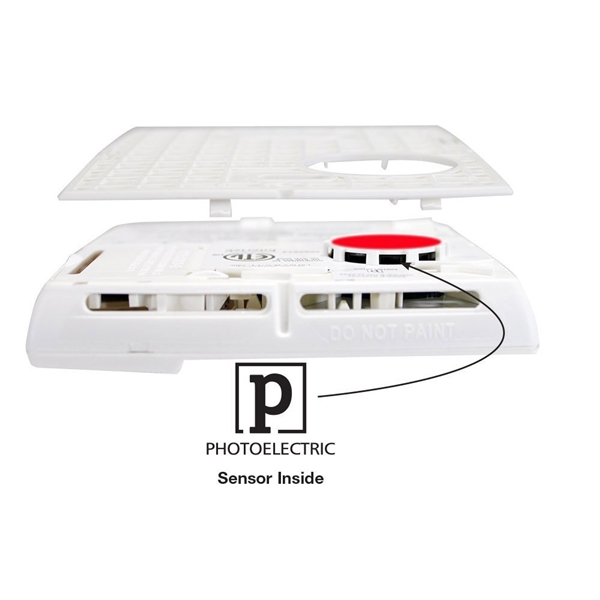First Alert Designer P910 Smoke Alarm, 3 V, Photoelectric Sensor, 10 ft Detection, 85 dB, Ceiling, Wall, White