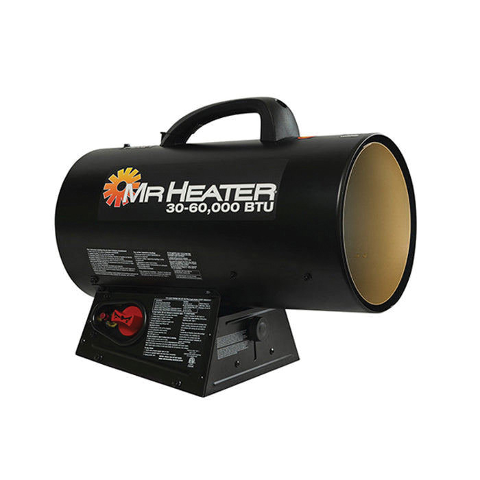 Contractor F271370 Forced Air Gas Heater, 20 lb Fuel Tank, Propane, 30,000 to 60,000 Btu, 300 cfm Air