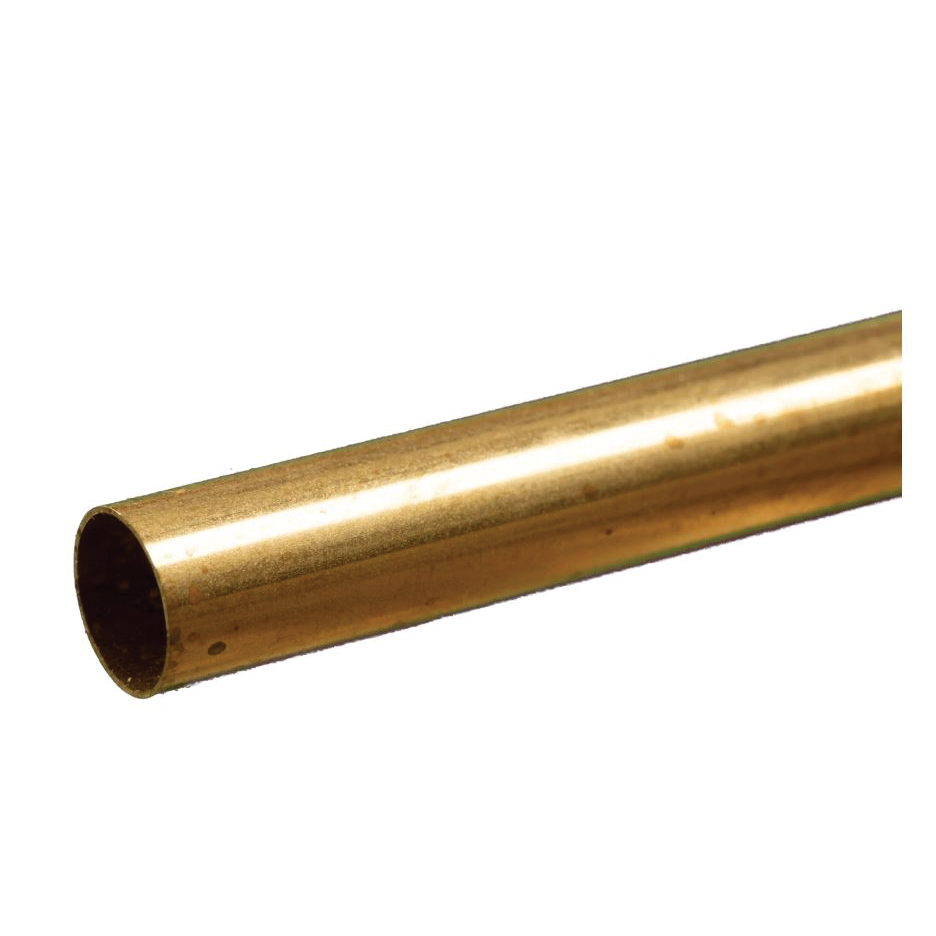 8142 Decorative Metal Tube, Round, 12 in L, 19/32 in Dia, 0.014 in Wall, Brass