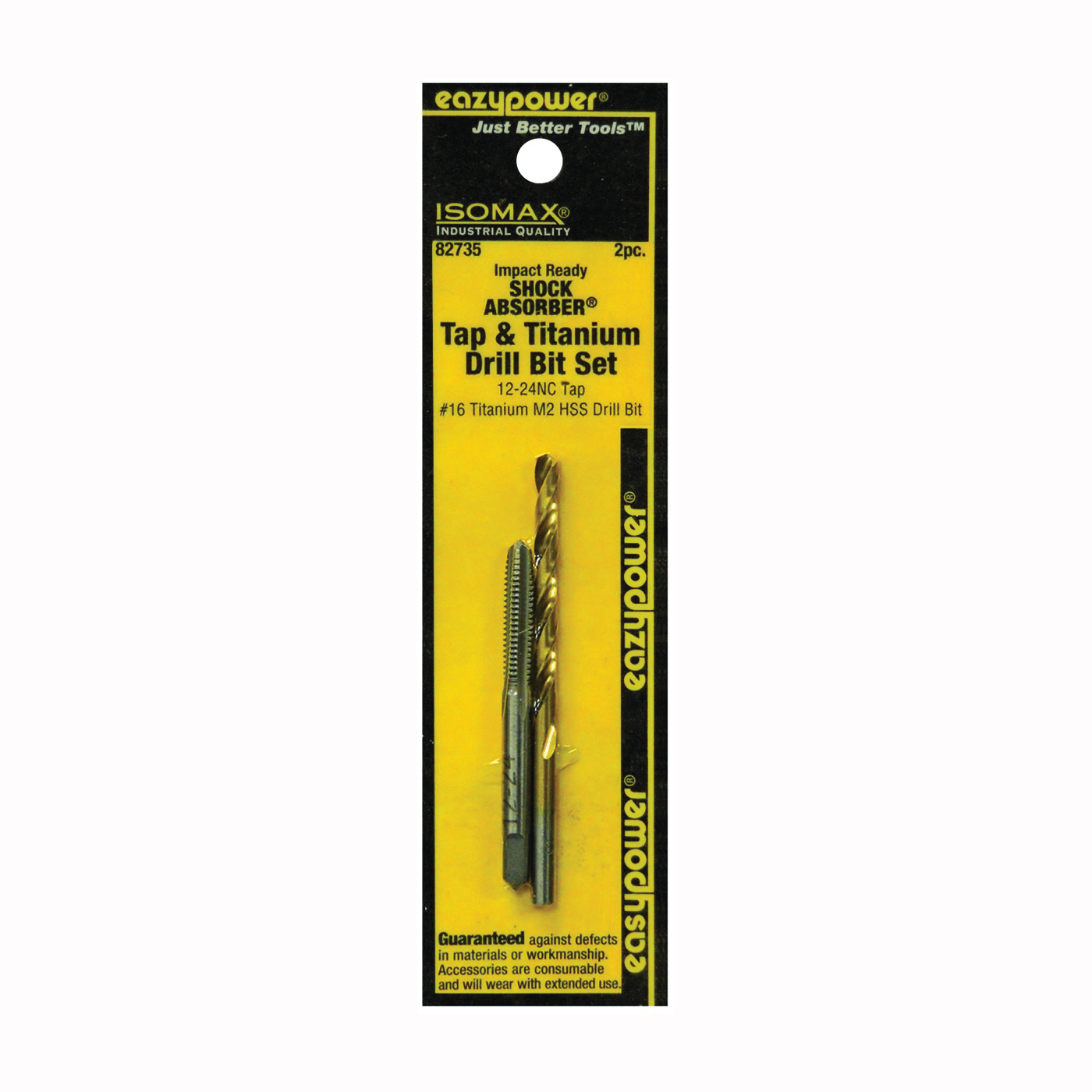 SHOCK ABSORBER Series 82735 Tap and Drill Set, #12-24 Thread, UNC Thread, Straight Flute, HSS