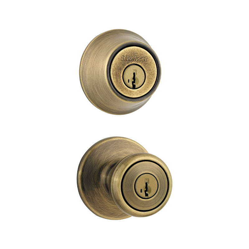 695T 5CP6ALRCSK6 Combination Lockset, Knob Handle, Tylo Design, Antique Brass, 3 Grade