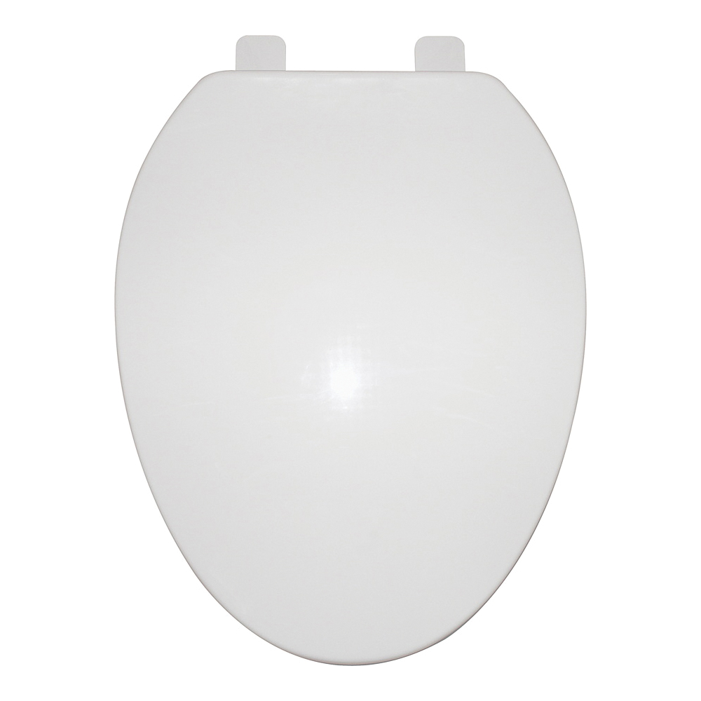 KJ-873A1-WH Toilet Seat, Elongated, Plastic, White, Plastic Hinge