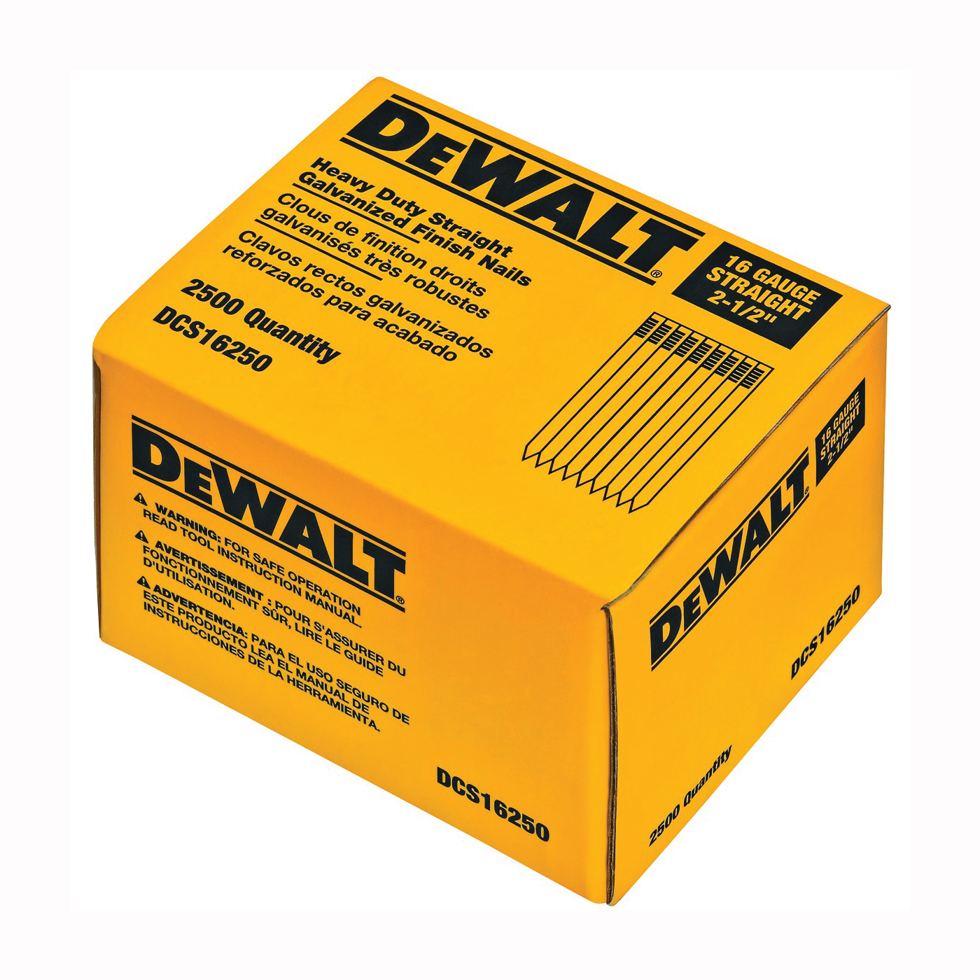 DCS16150 Series Finish Nail, Glue Collation, 1-1/2 in L, 16 Gauge, Suitable for: DWFP71917 Pneumatic Nailer