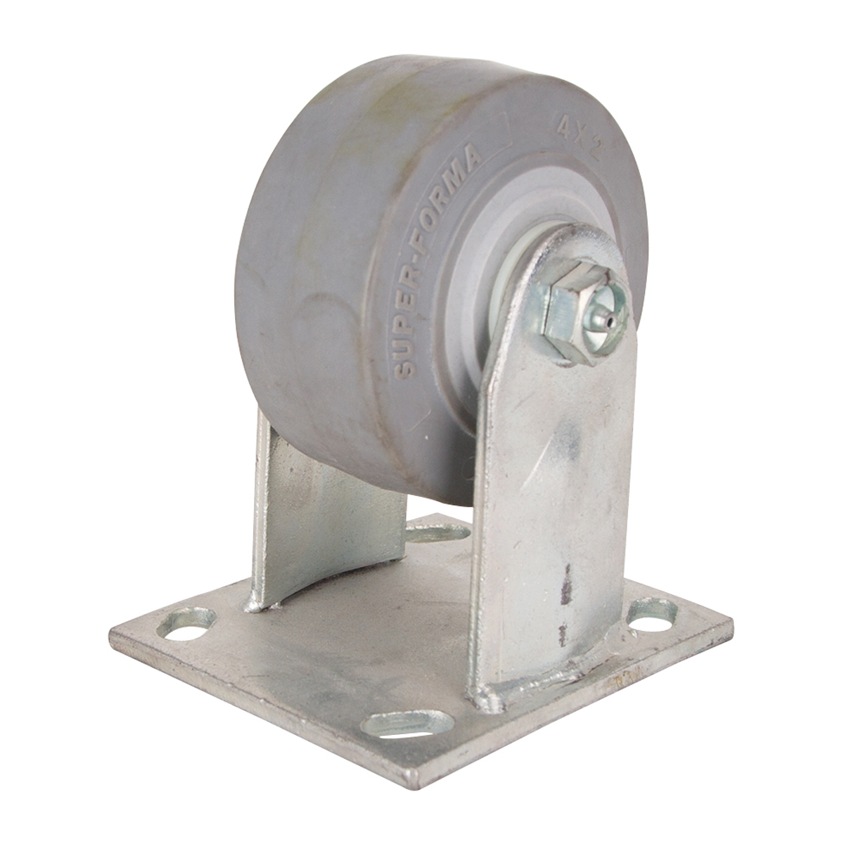 JC-T01 Rigid Caster, 4 in Dia Wheel, 2 in W Wheel, Thermoplastic Rubber Wheel, Gray, 350 lb