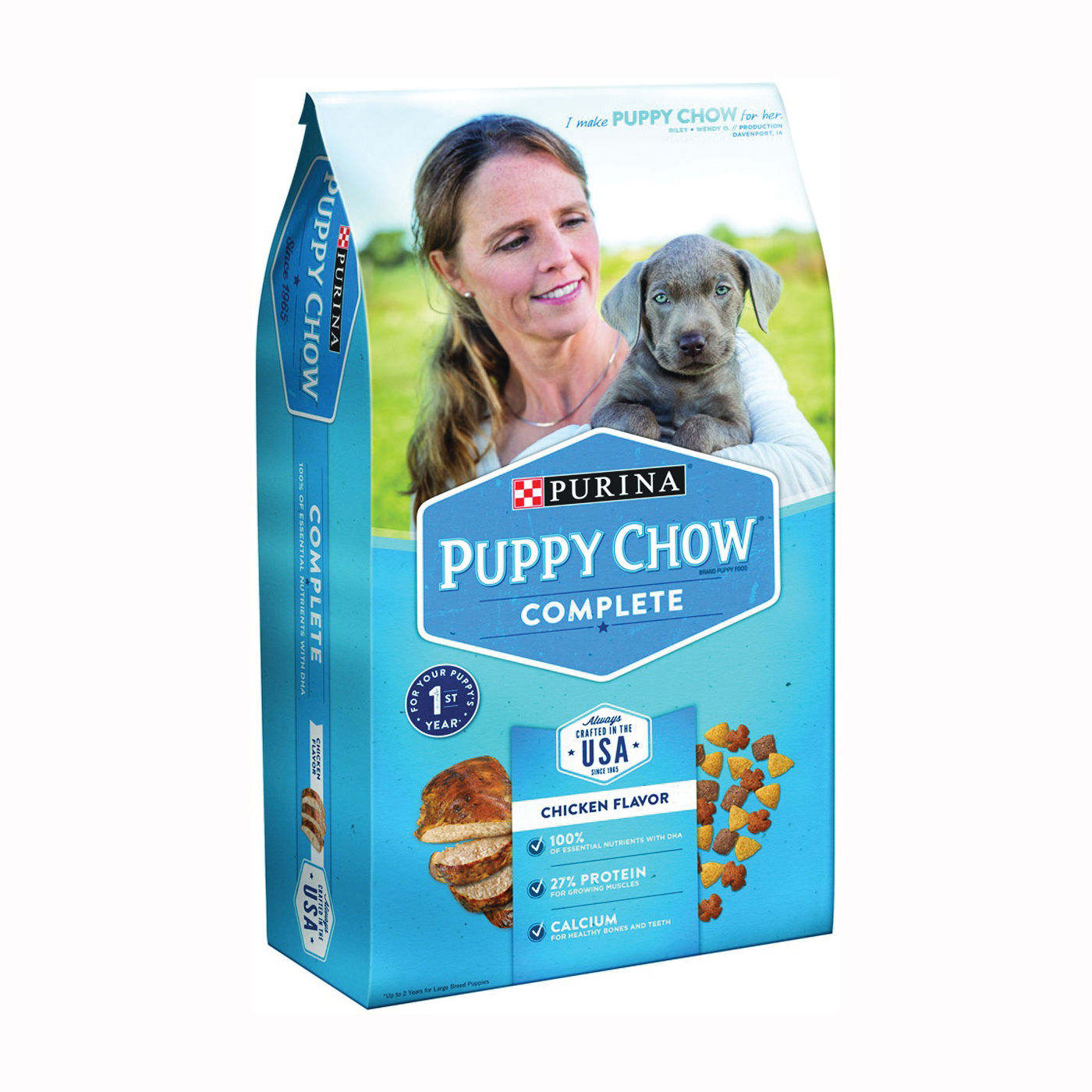 1780011122 Dog Food, Puppy Chow Complete, Dry, Chicken, Rice, 4.4 lb Bag