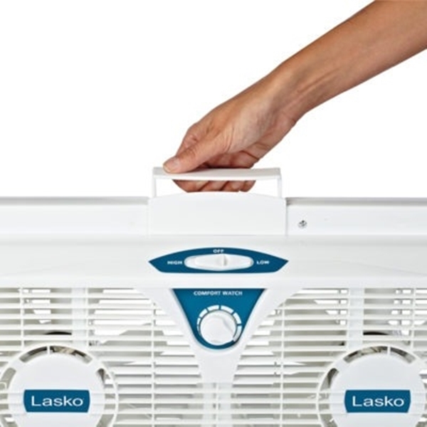 Lasko 2138 Electrically Reversible Twin Window Fan, 120 V, 8 in Dia Blade, 6-Blade, 2-Speed, 545 cfm Air, White - 4