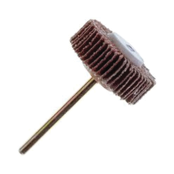 503 Flap Wheel, 3/8 in Dia, 1/8 in Arbor, 120 Grit, Fine, Emery Abrasive