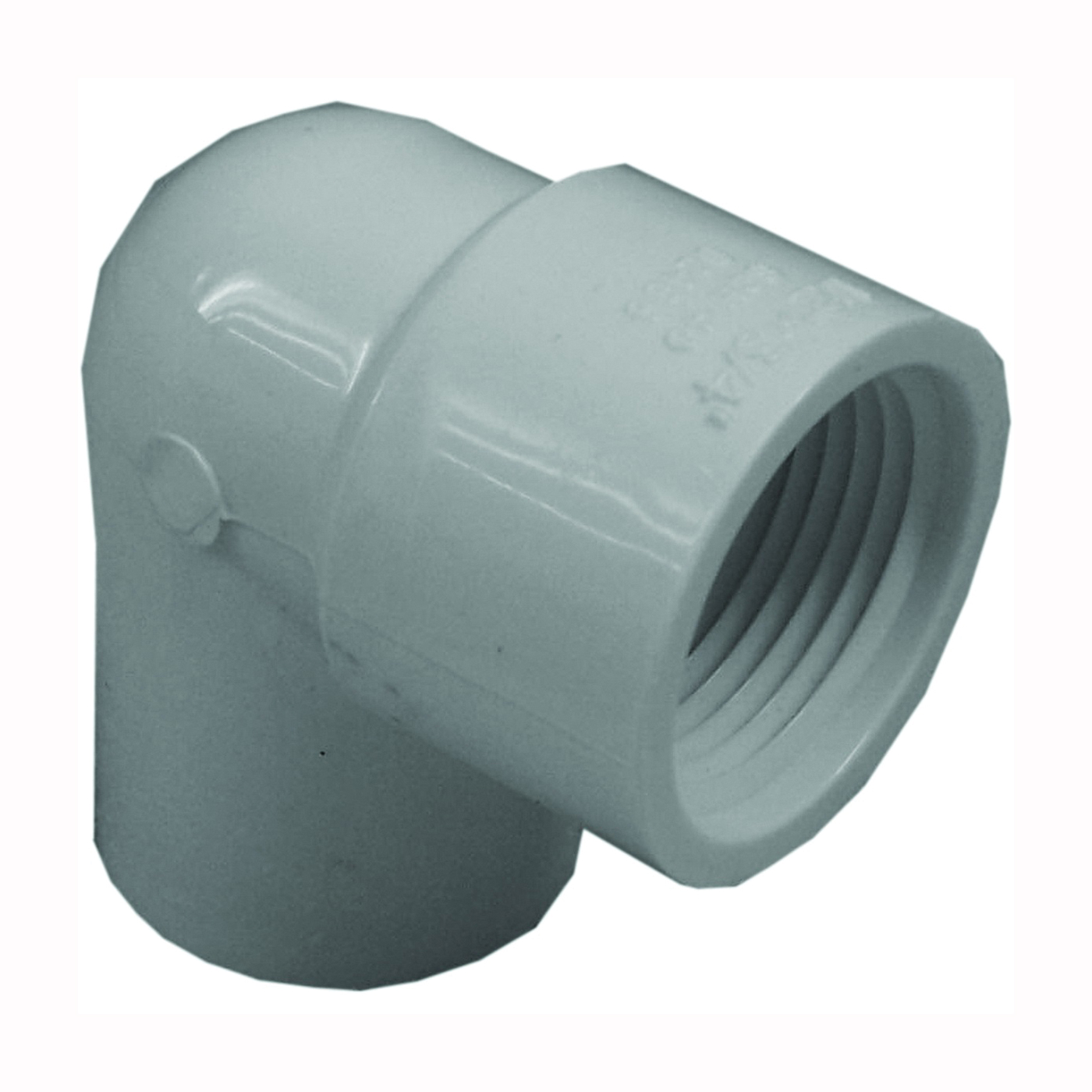 300 Series 34157 Reducing Pipe Elbow, 1/2 x 3/4 in, Slip x FIP, 90 deg Angle, PVC, White, SCH 40 Schedule