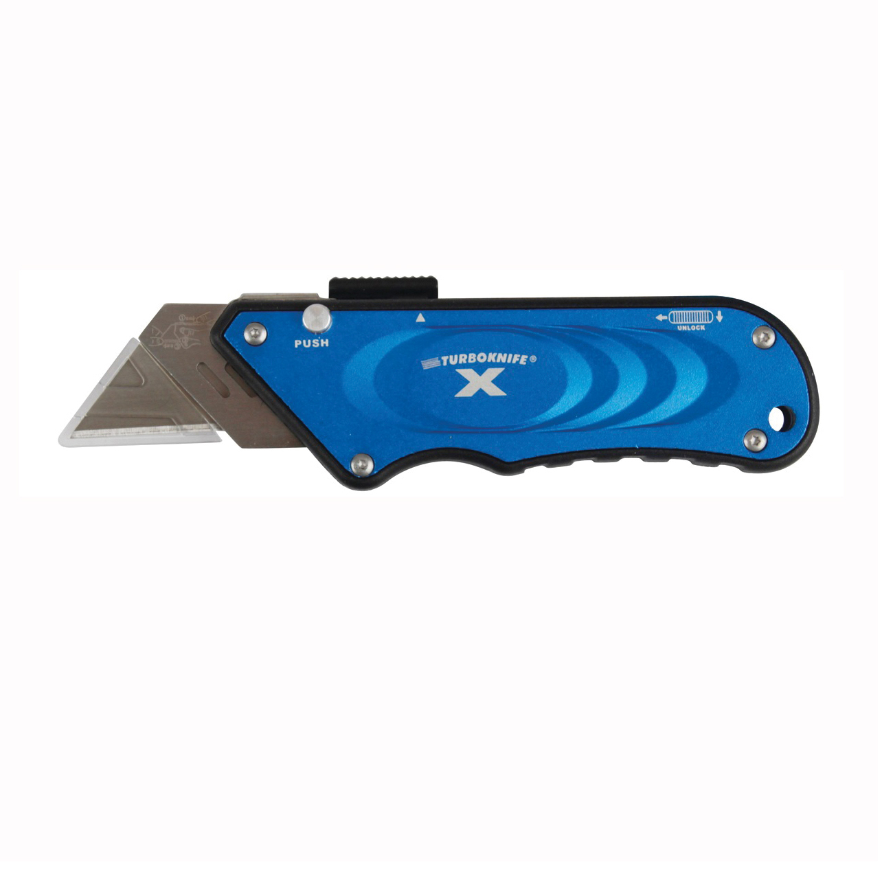 33-134 Turbo Knife, 1.18 in L Blade, 4.06 in W Blade, Ergonomic Handle, Blue Handle