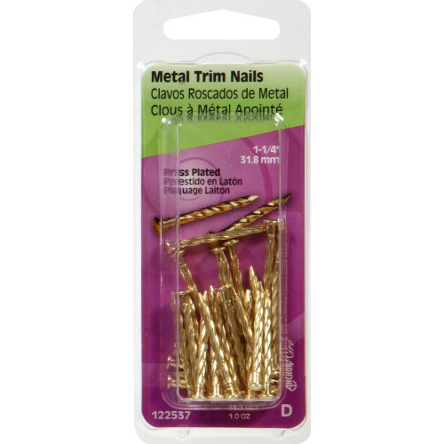 Hillman 1-1/4 in. Trim Brass-Plated Steel Nail Flat Head Hillman 1-1/4 in. Trim Brass-Plated Steel Nail Flat Head