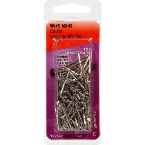 Hillman 122532 Wire Nail, 1 in L, Steel, Stainless Steel, Flat Head, Smooth Shank, Silver, 2 oz - 2