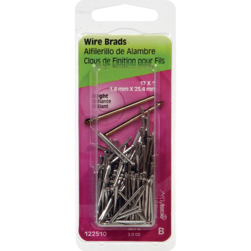 Hillman 122510 Wire Nail, 1 in L, Steel, Bright, Brad Head, Thin Shank, 2 oz - 3
