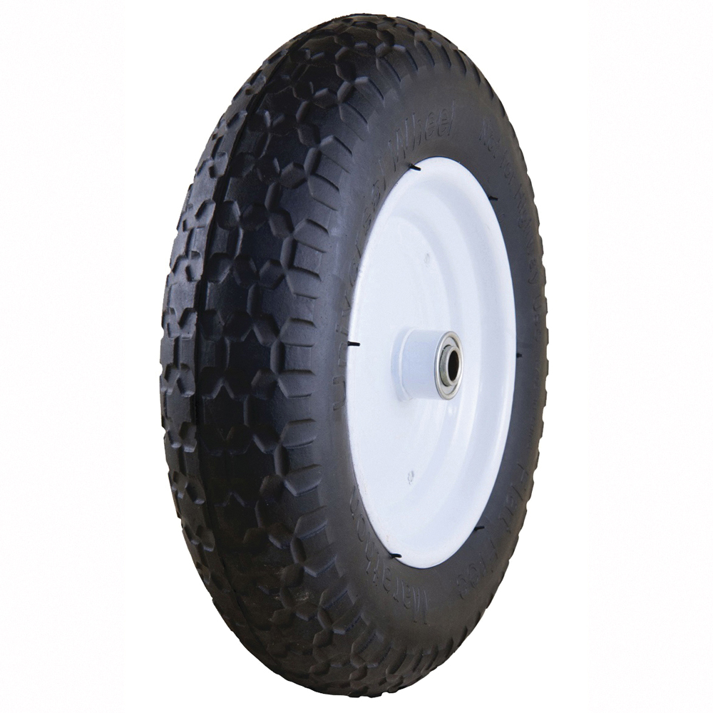 00270 Wheelbarrow Wheel, 14-1/2 in Tire, 14-1/2 in Dia Tire, Knobby Tread, Polyurethane Tire, 3 in L Hub