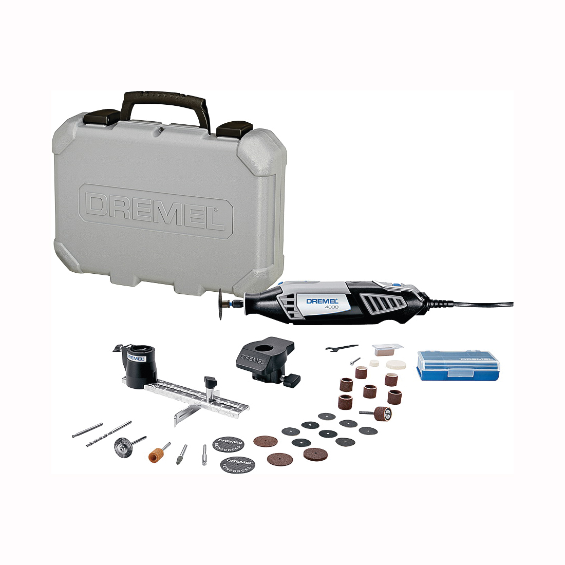 4000-2/30 Rotary Tool Kit, 1.6 A, 1/32 to 1/8 in Chuck, Keyed Chuck, 5000 to 35,000 rpm Speed