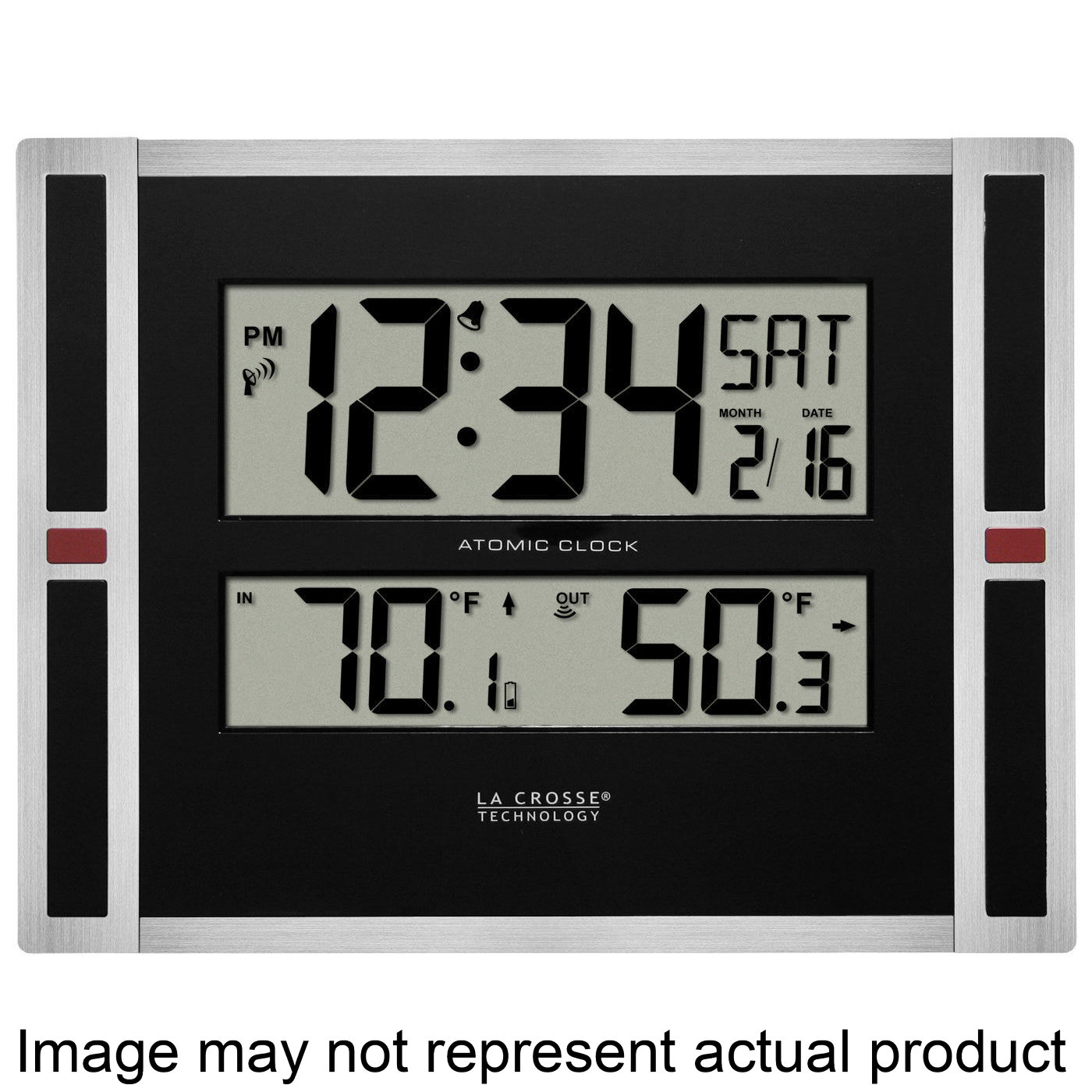 513-149 Clock, Square, Black Frame, Plastic Clock Face, Digital