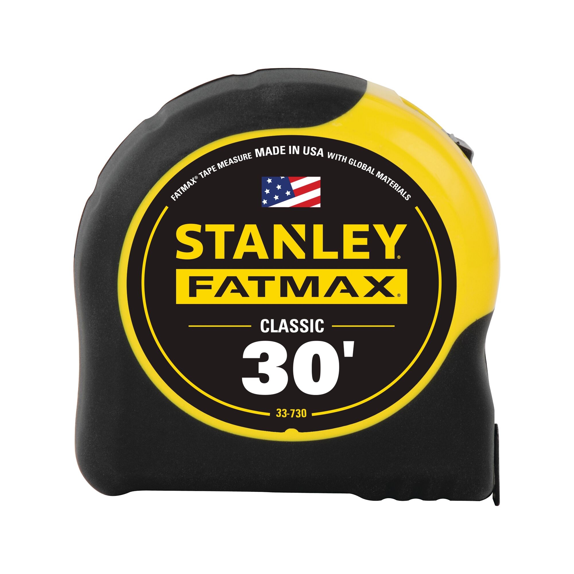 33-730 Classic Tape Measure, 30 ft L Blade, 1-1/4 in W Blade, Steel Blade, ABS Case, Black/Yellow Case
