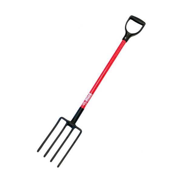 92370 Spading Fork, 7-1/2 in W Tine, 10 in L Tines, 4 -Tine, Steel Tine, Fiberglass Handle