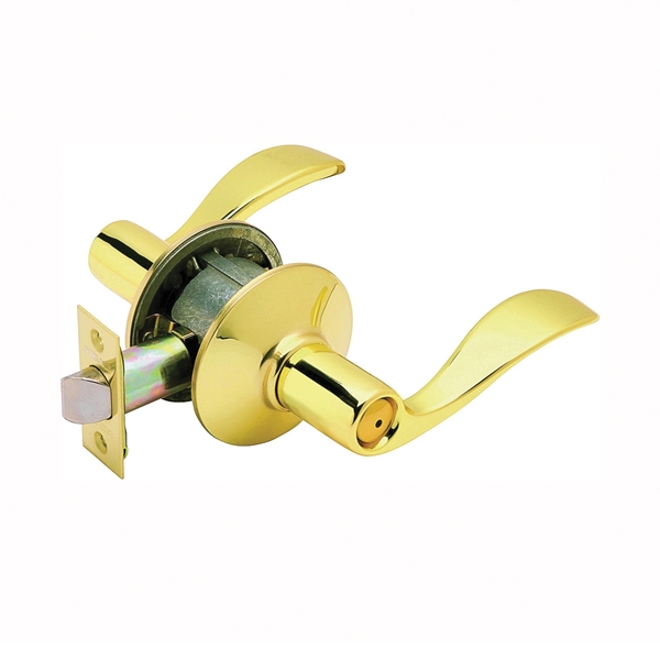 Schlage F Series F40V ACC 605 Privacy Lever, Mechanical Lock, Bright Brass, Metal, Residential, 2 Grade - 2
