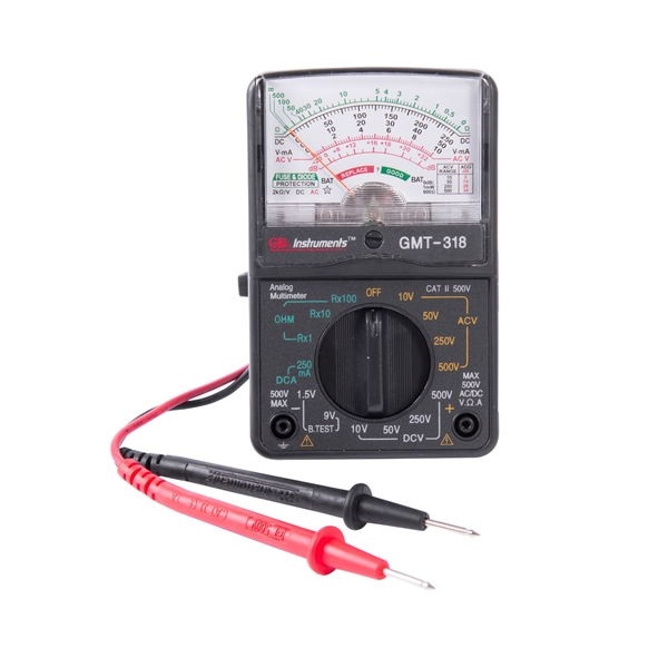 GMT-318 Multimeter, Analog Display, Functions: AC Voltage, DC Current, DC Voltage, Resistance, Black