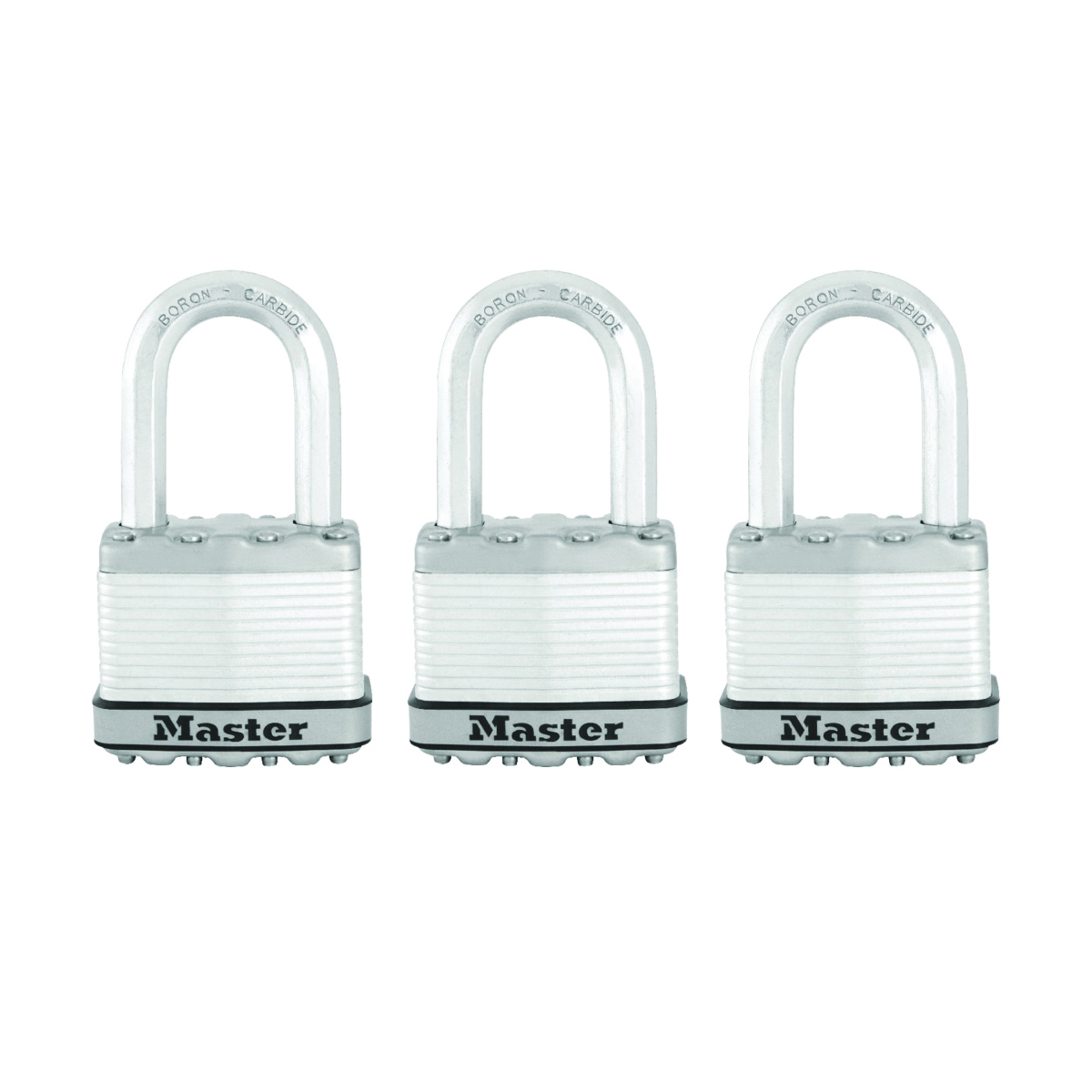 Magnum Series M5XTRILF Padlock, Keyed Alike Key, 3/8 in Dia Shackle, 1-1/2 in H Shackle, Zinc, 2 in W Body, 3-pack