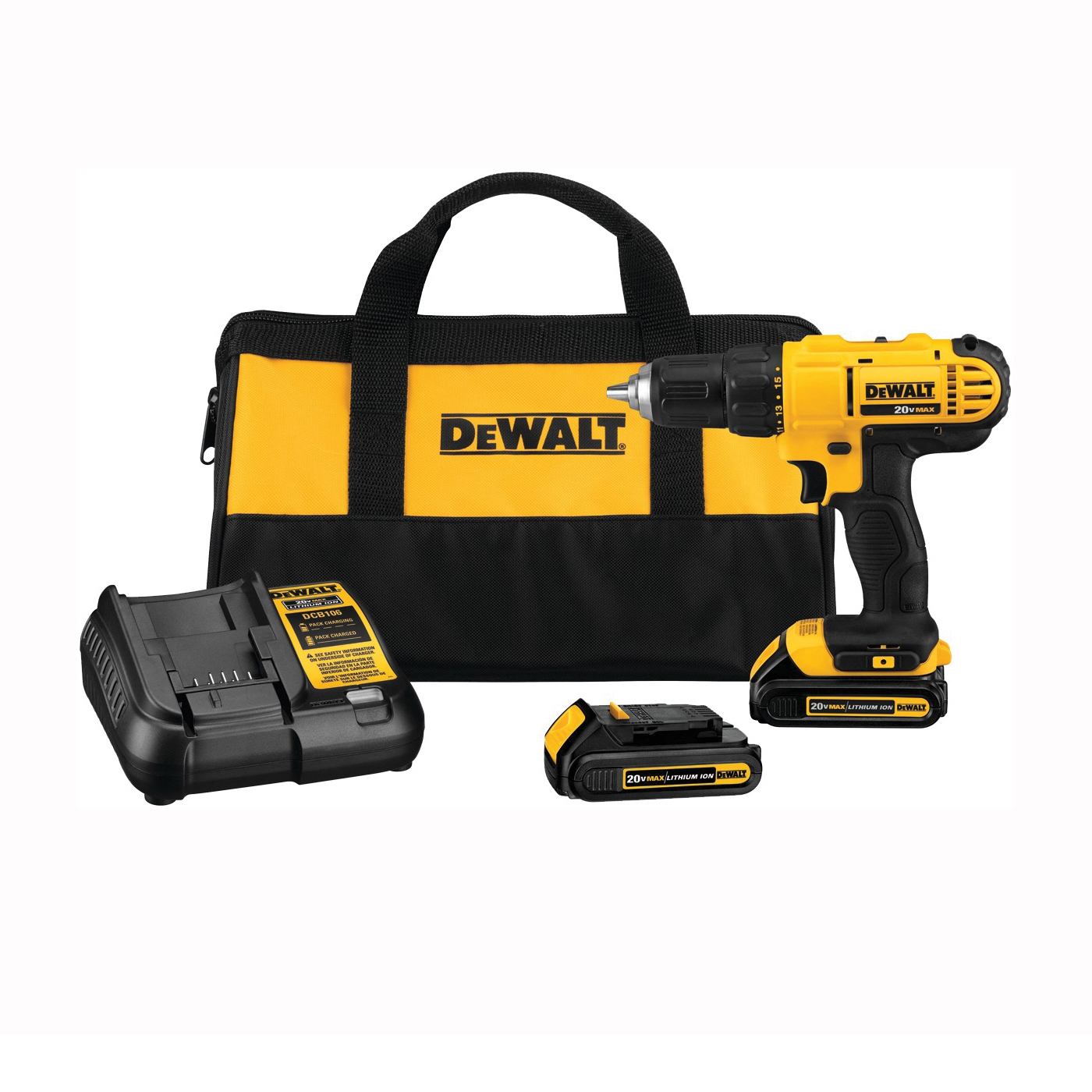 DCD771C2 Drill/Driver Kit, Battery Included, 20 V, 1/2 in Chuck, Keyless Chuck