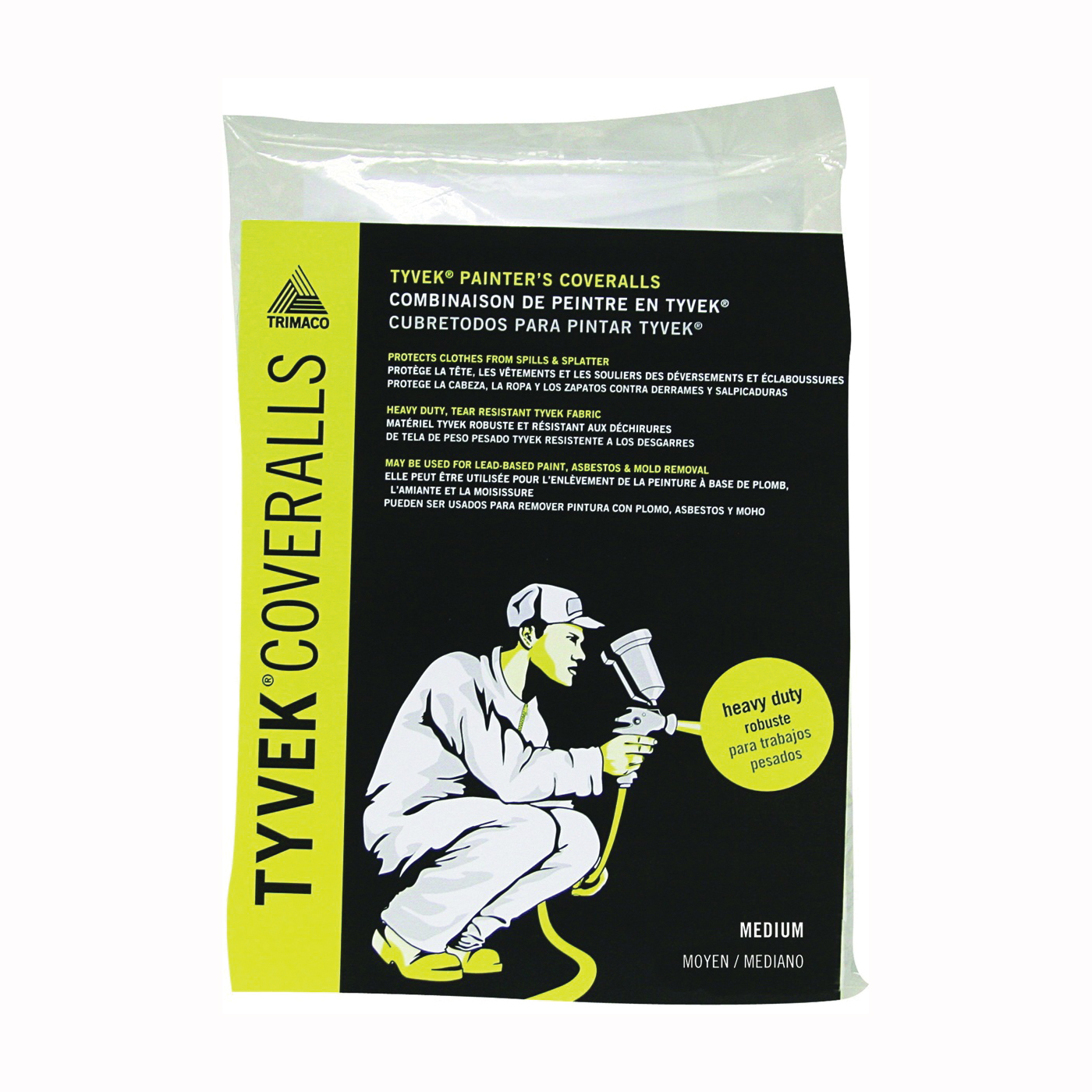 14121 Professional Painter's Coverall, M, Zipper Closure, Tyvek, White