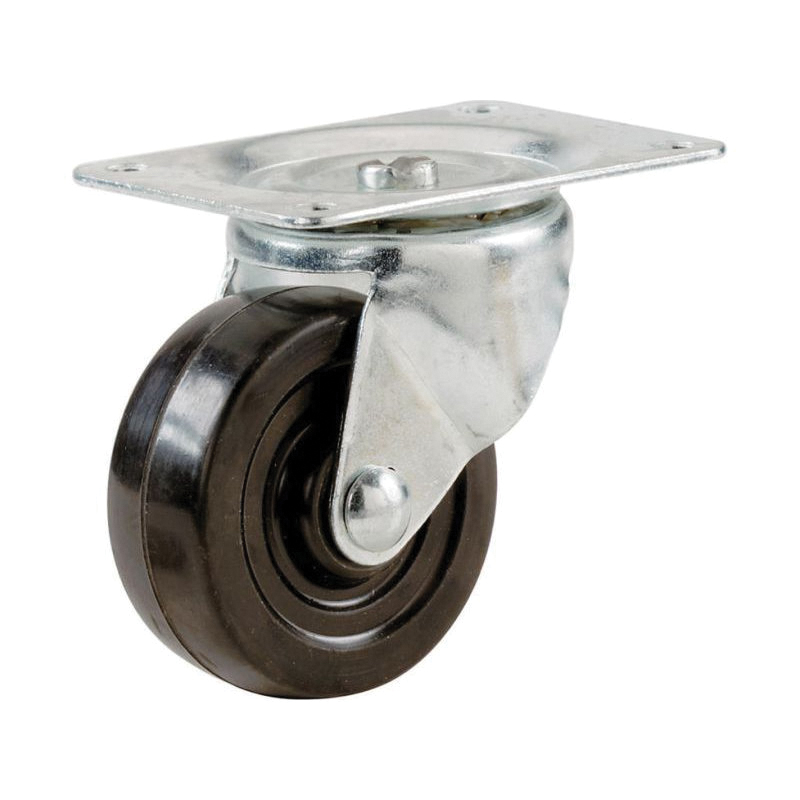 9479 Swivel Caster, 3 in Dia Wheel, 1-1/4 in W Wheel, Rubber Wheel, Black, 175 lb