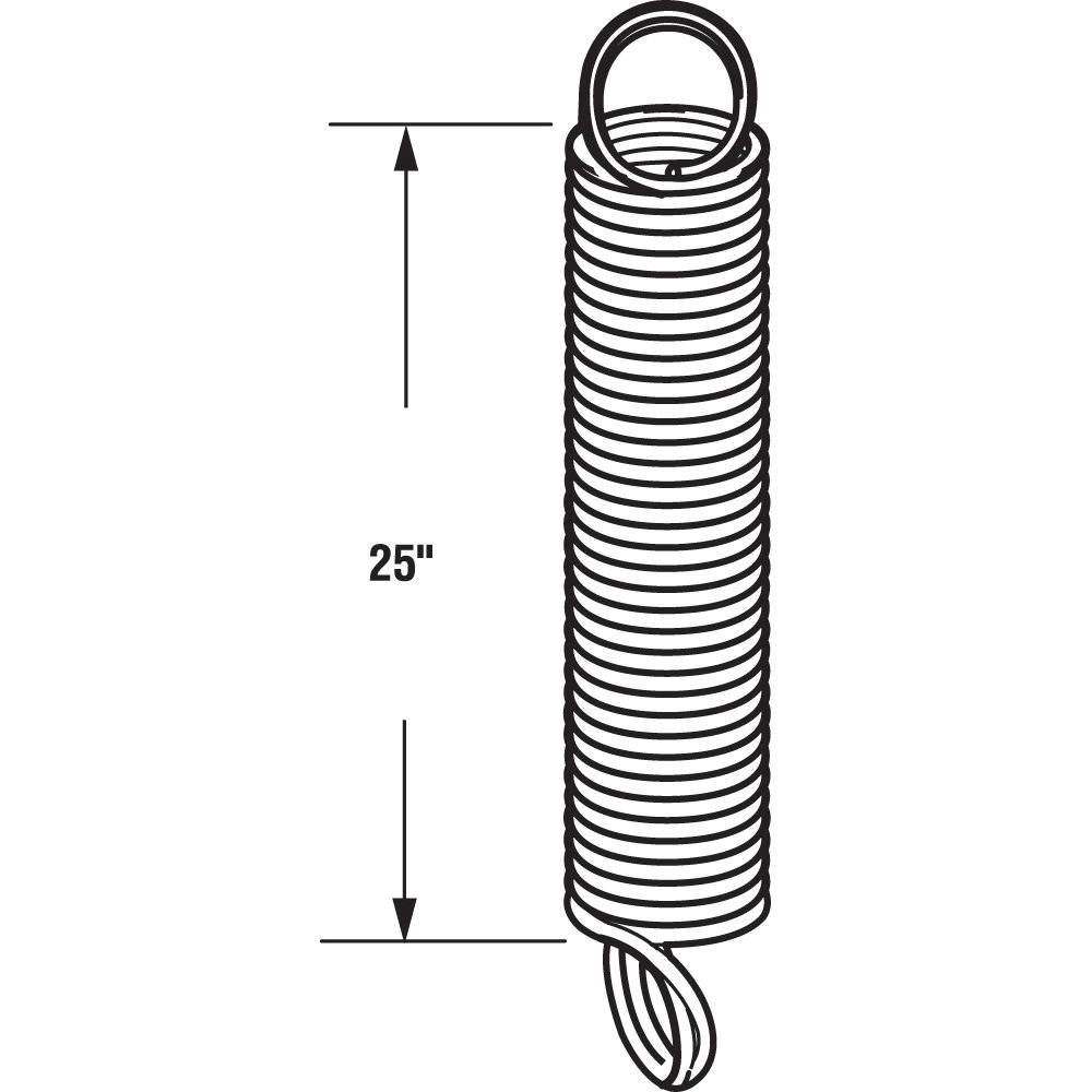 Prime-Line GD 12194 Extension Spring, 1-19/64 in OD, 25 in OAL, Carbon Steel, Galvanized, Loop End, 140 lb - 2