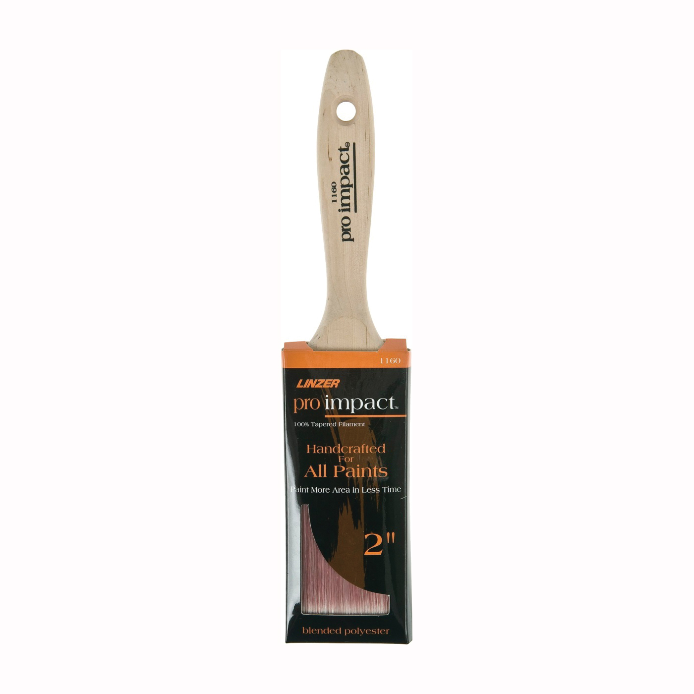 Pro-Impact WC 1160-2 Paint Brush, 2 in W, 2-1/2 in L Bristle, Polyester Bristle, Beaver Tail Handle