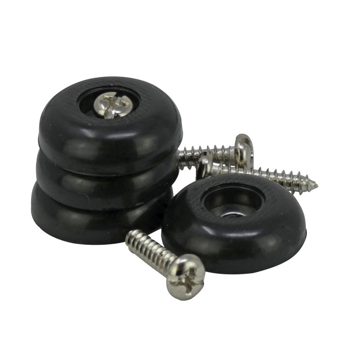 SURFACE GRIP Series 9644 Surface-Grip Screw-On Non-Slip Furniture Pad, PVC, Black, 1 in Dia Dimensions