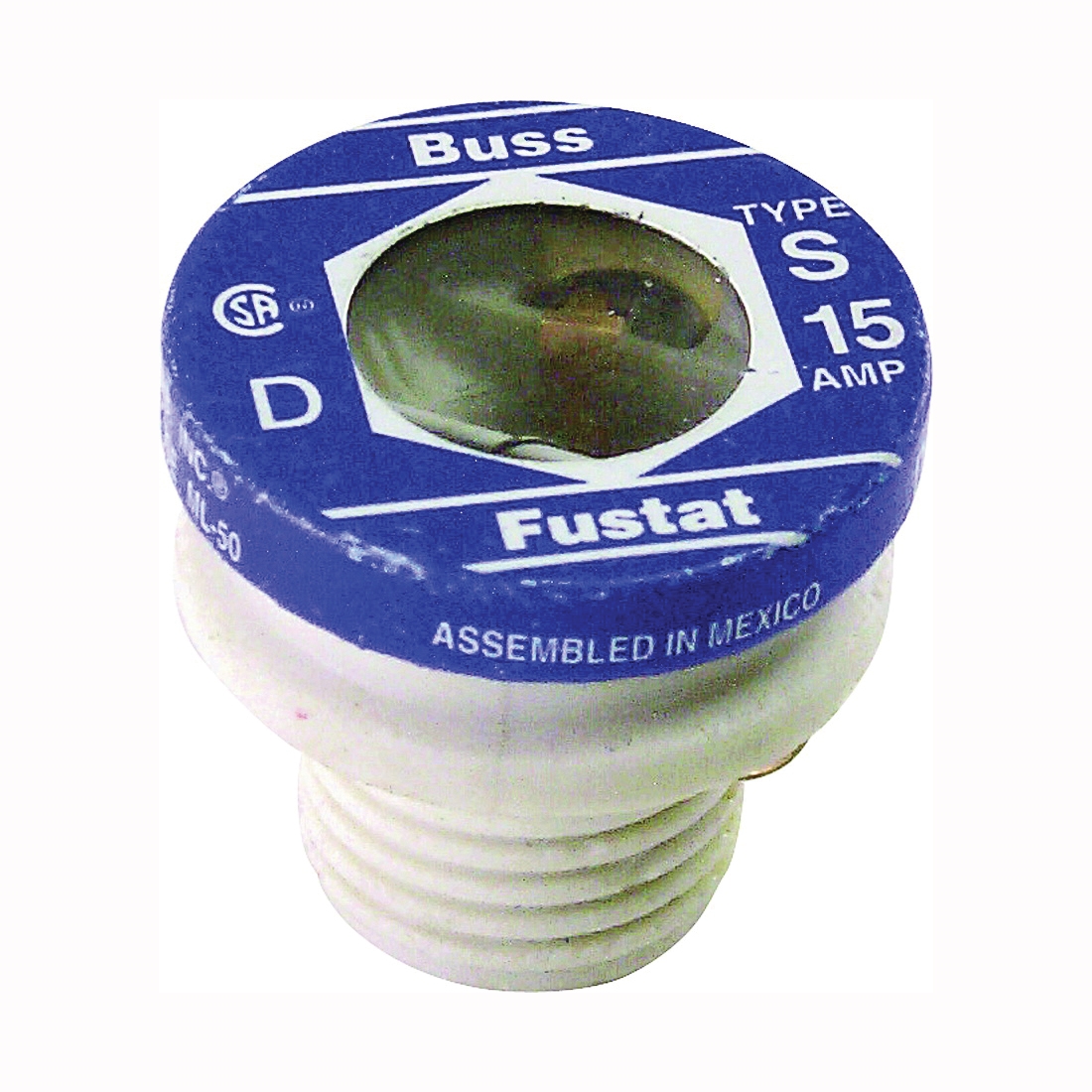 S-15 Plug Fuse, 15 A, 125 V, 10 kA Interrupt, Low-Voltage, Time Delay Fuse