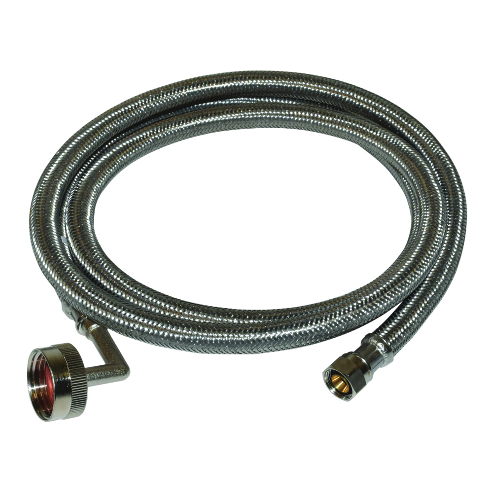 41042 Braided Dishwasher Connector Hose, 3/4 in Inlet, FHT Inlet, 3/8 in Outlet, Compression Outlet, 5 ft L