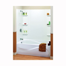 101604-000-129 Bathtub Wall Kit, 31 in L, 48 to 60 in W, 59 in H, Polystyrene, Glue Up Installation, White
