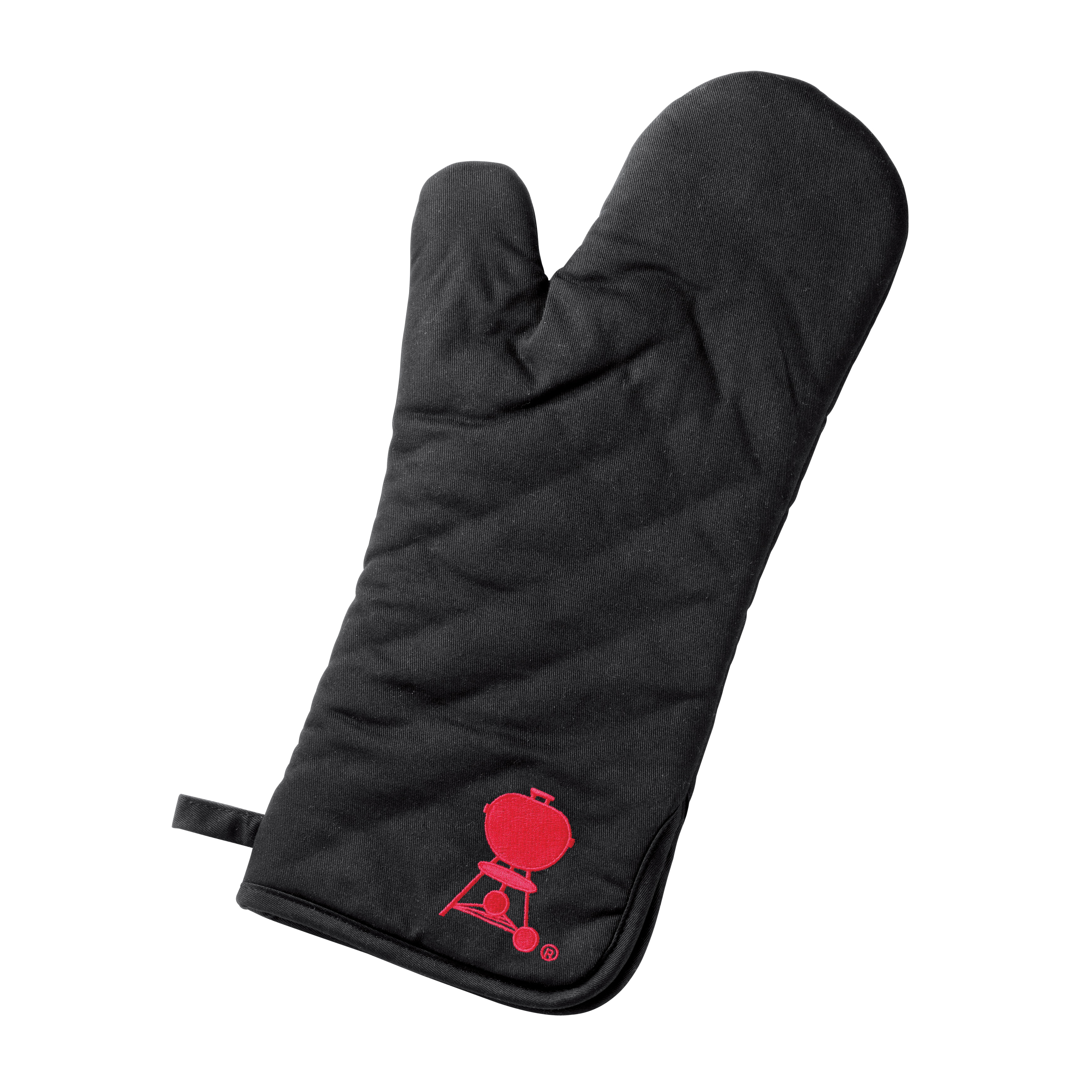 6532 Barbecue Mitts, One-Size, Foldable Cuff, Cotton, Black/Red