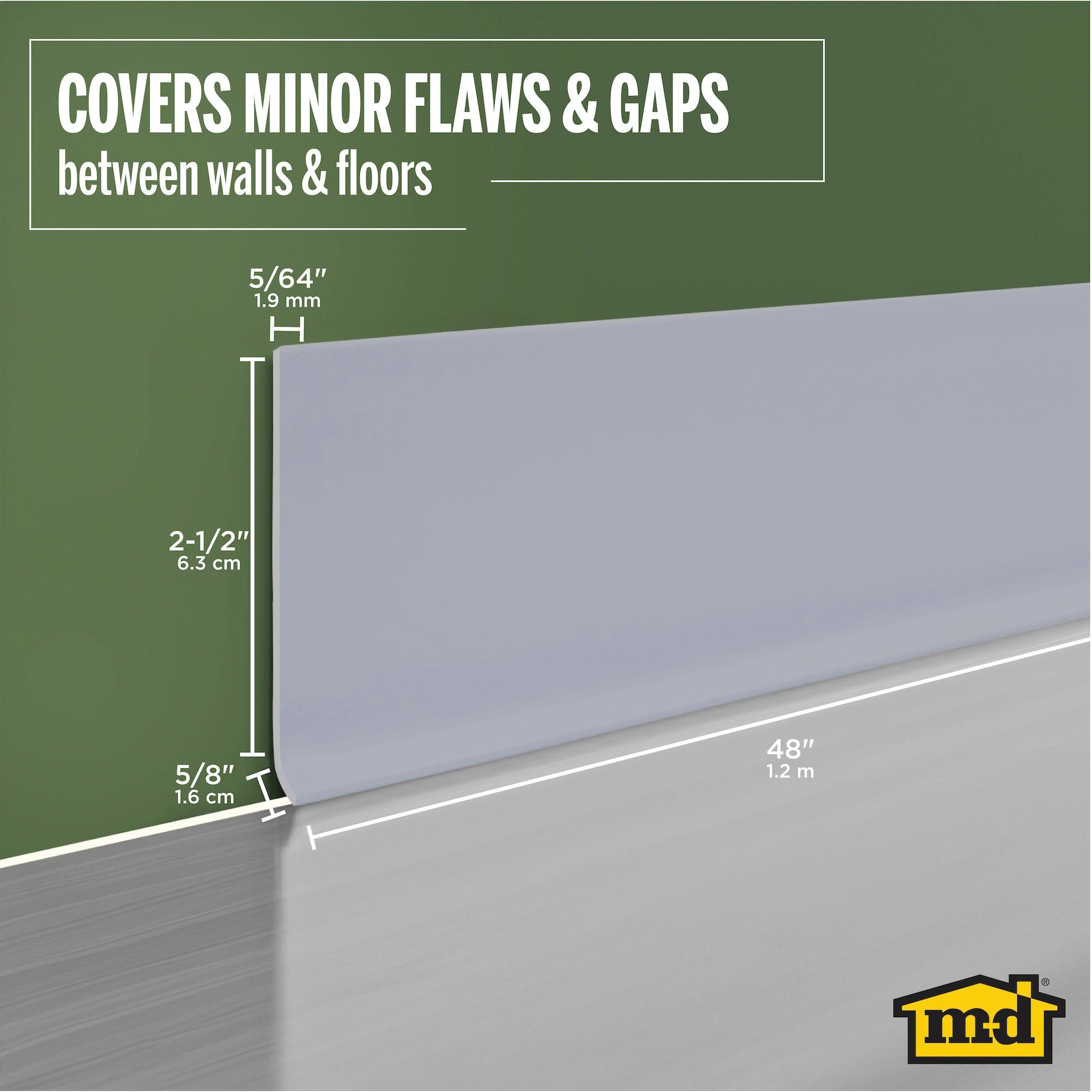 M-D 75671 Wall Base, 4 ft L, 2-1/2 in W, Vinyl, Silver Gray - 3