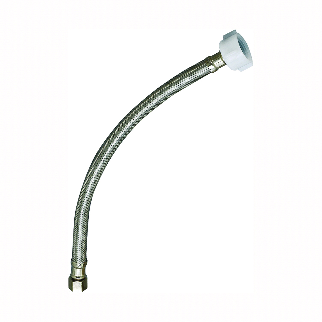 EZ Series PP23845 Toilet Supply Tube, 1/2 in Inlet, Compression Inlet, 7/8 in Outlet, Ballcock Outlet, Stainless Steel,  20 in L