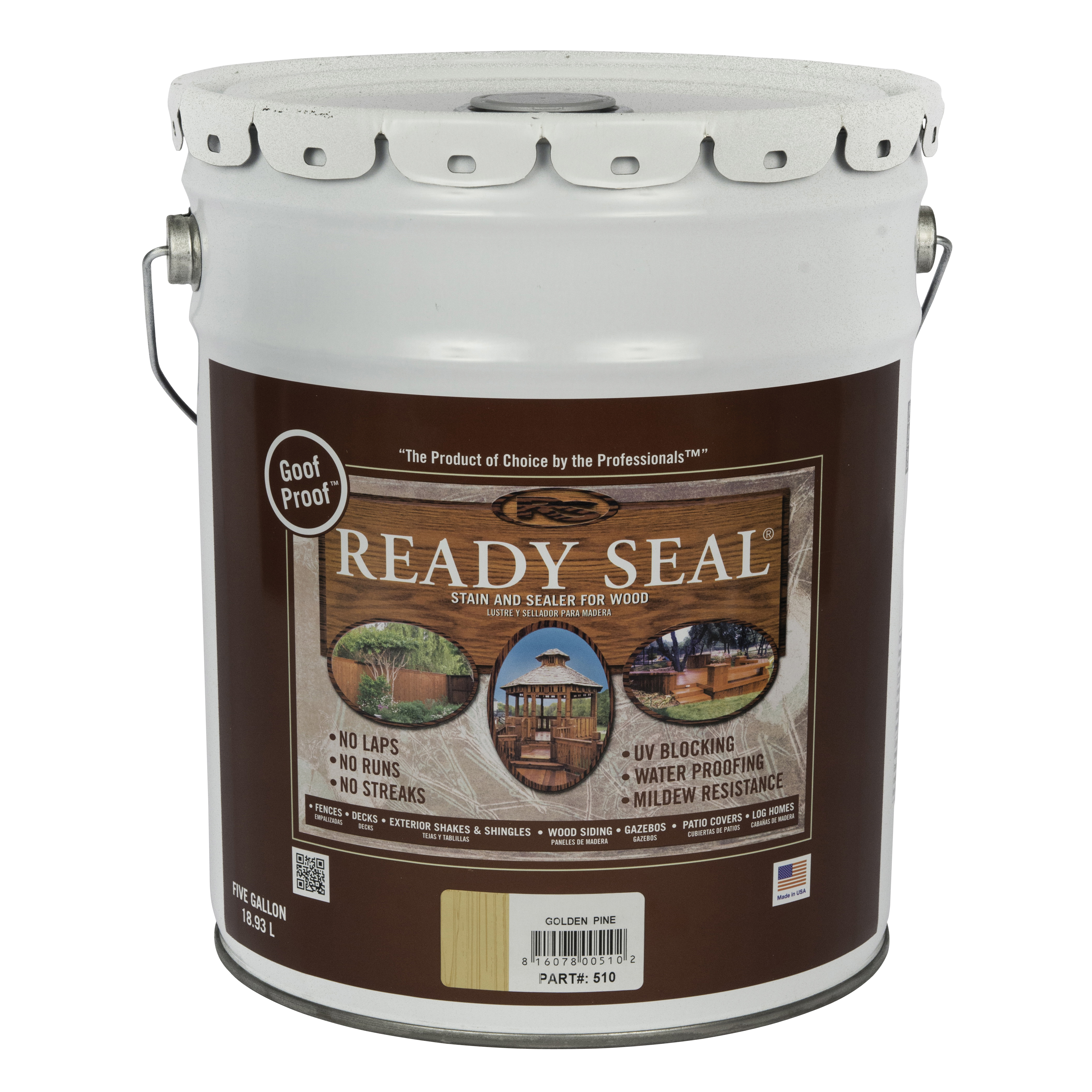 510 Stain and Sealer, Golden Pine, Liquid, 5 gal, Pail