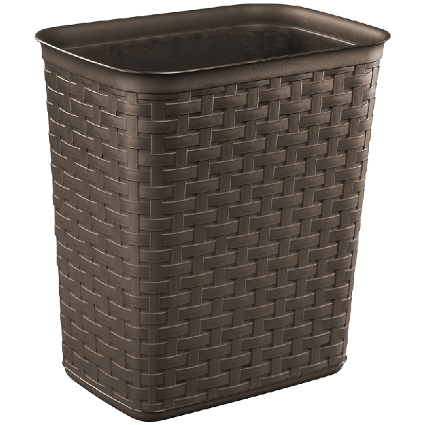 10346P06 Waste Basket, 3.4 gal Capacity, Plastic, Espresso, 12-5/8 in H